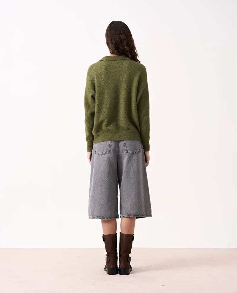 Absolut Cashmere Donald Artichoke Green V Neck Knit