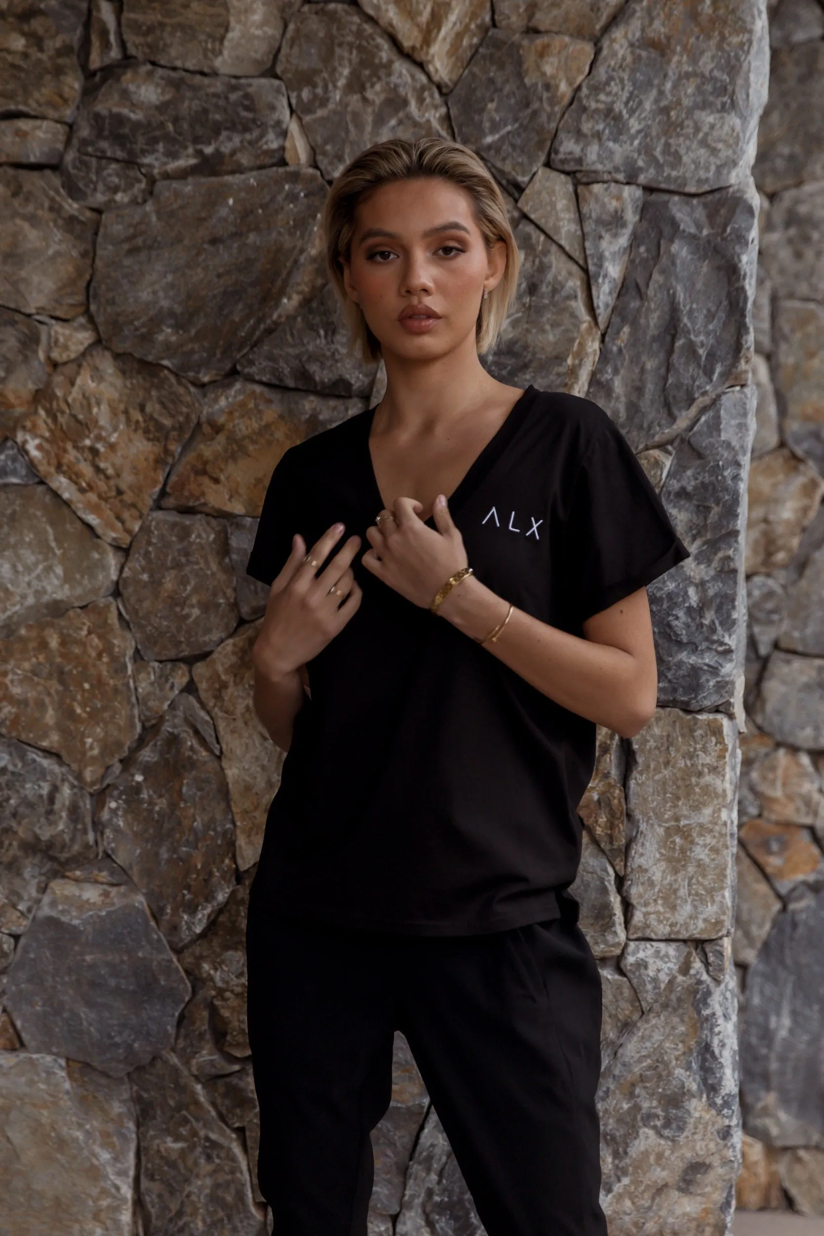 ALX V-Neck T-Shirt Black