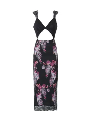 Analise Floral Maxi Dress in Black