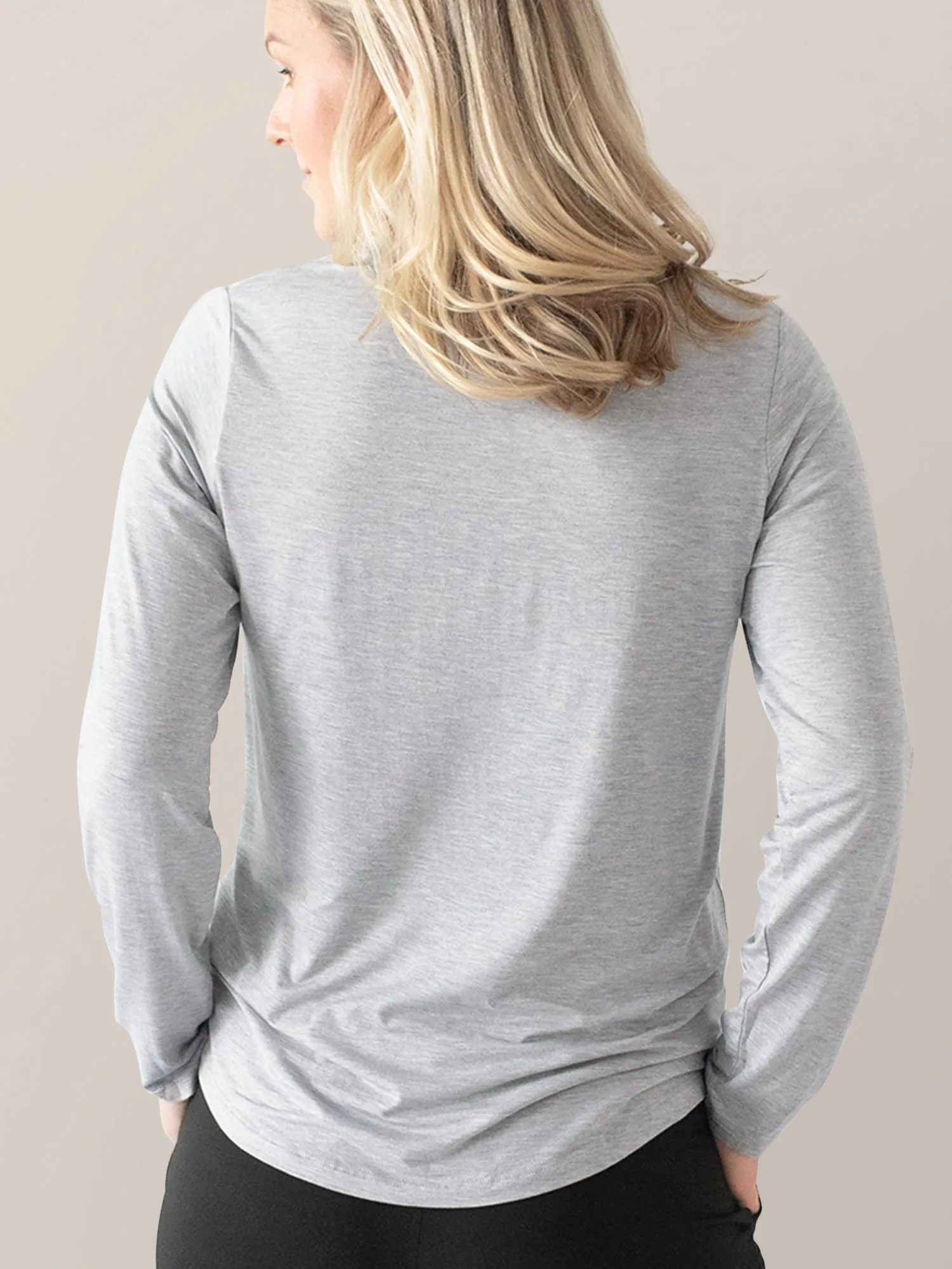 Bamboo Maternity & Nursing Long Sleeve T-shirt | Grey Heather