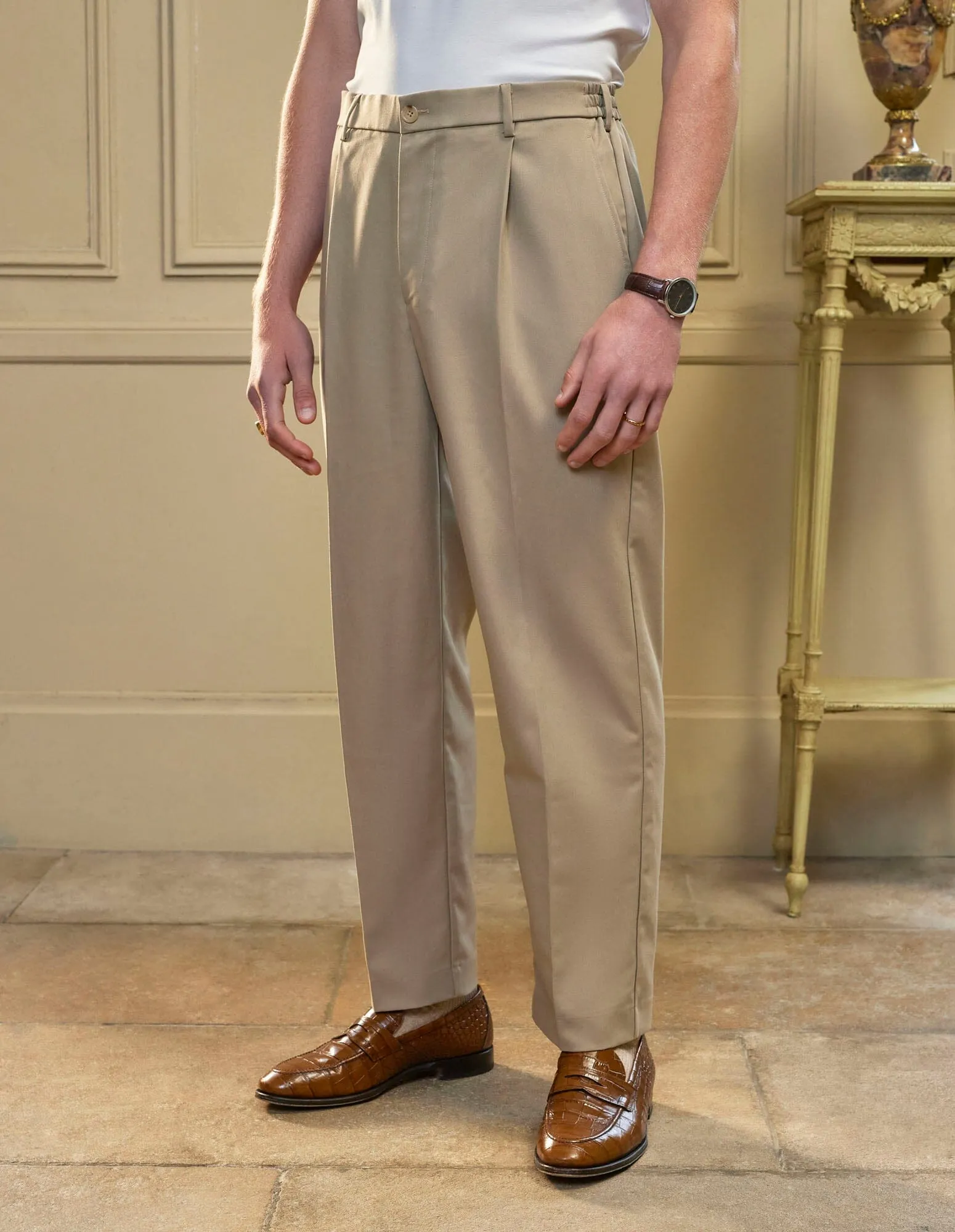 Beige Relaxed Fit Trouser