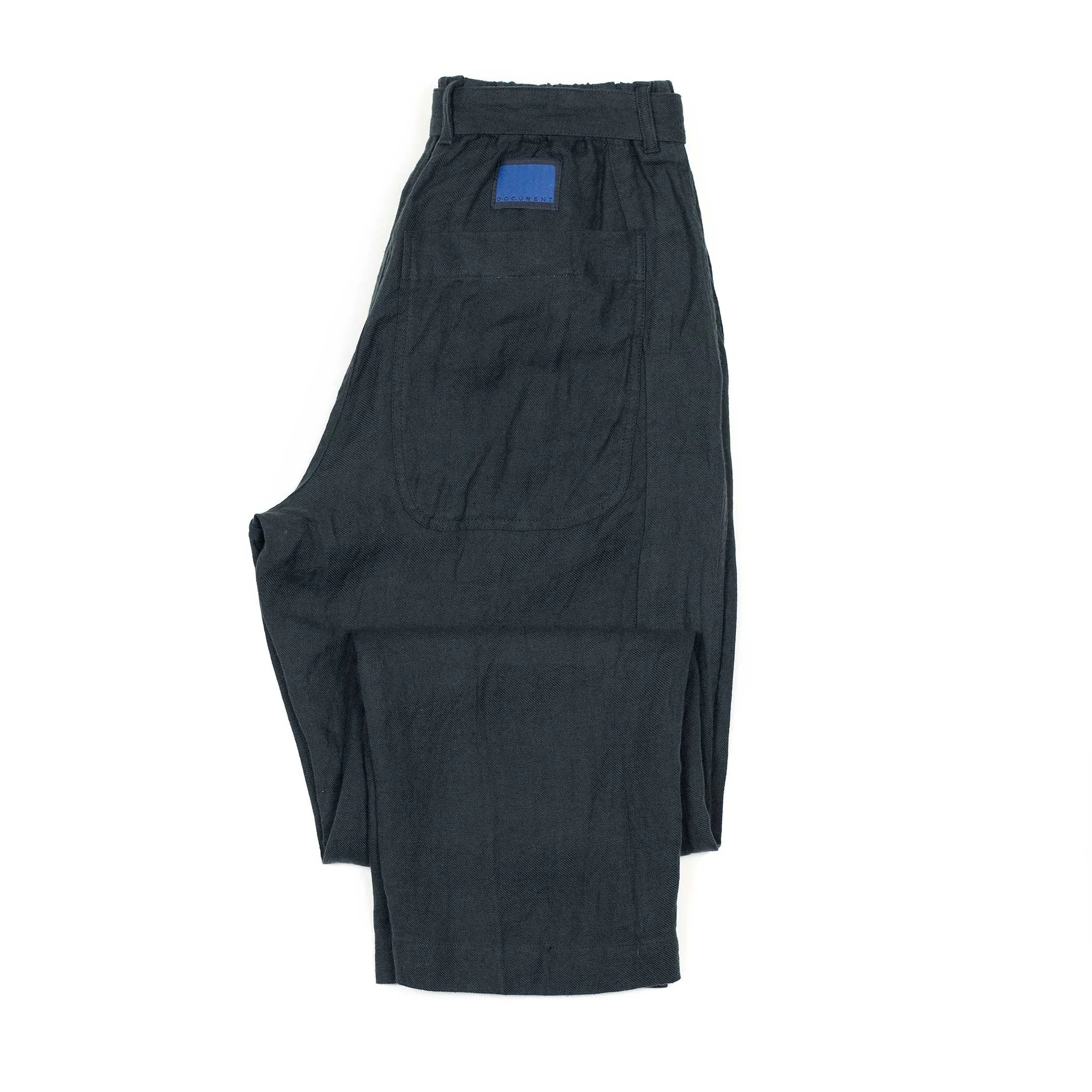 Belted trousers in deep navy linen