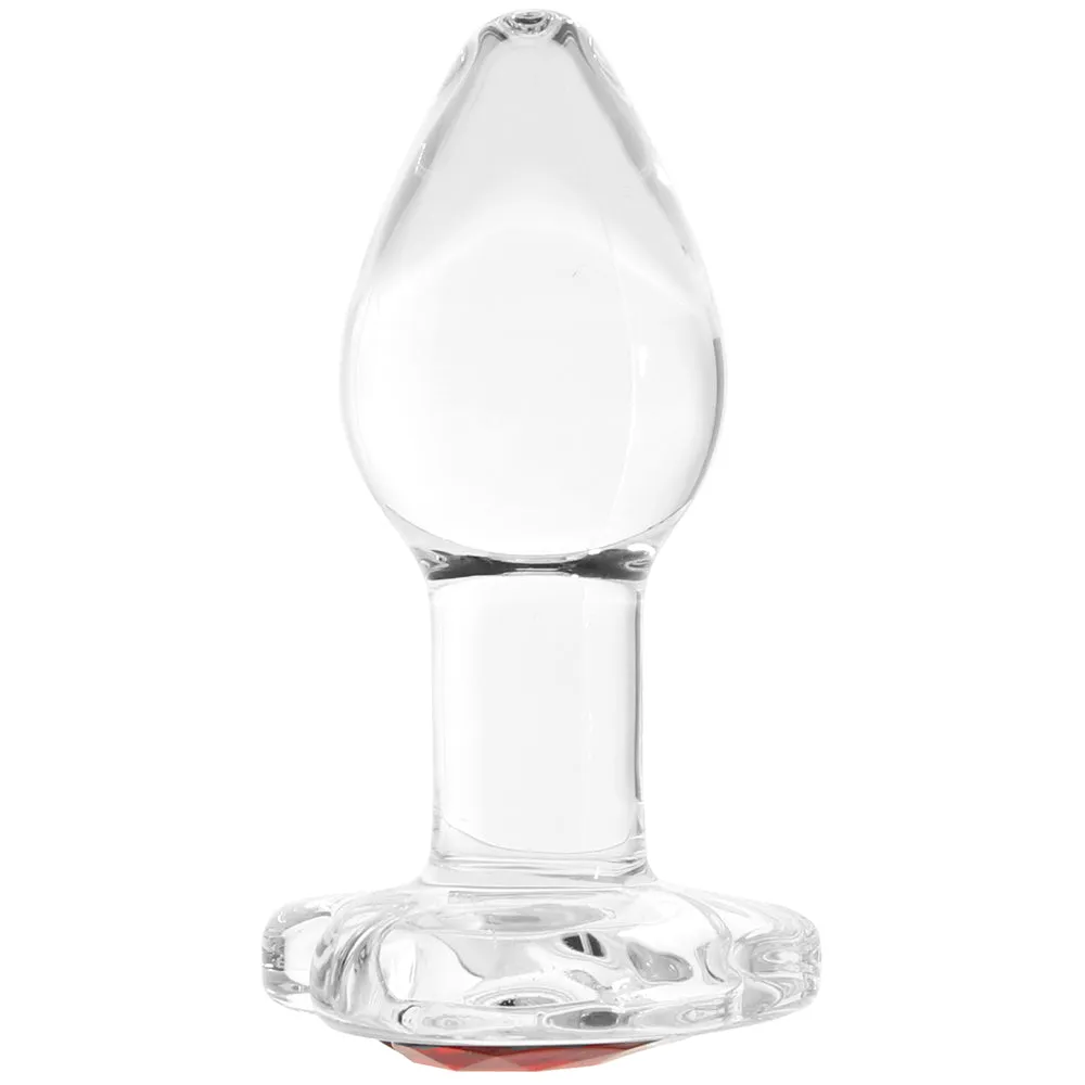 Booty Sparks Red Heart Gem Glass Anal Plug in Small