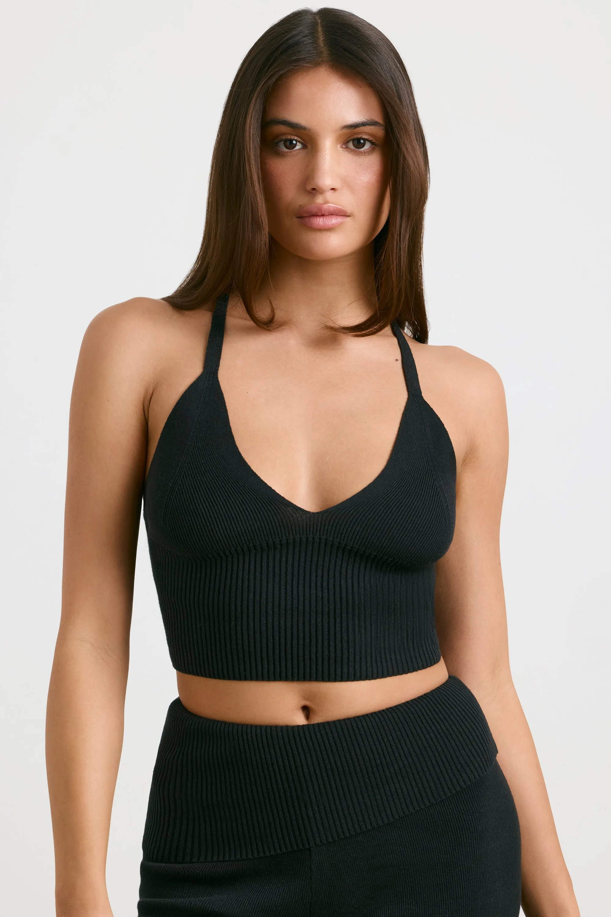 Chunky Knit Tank Top in Black