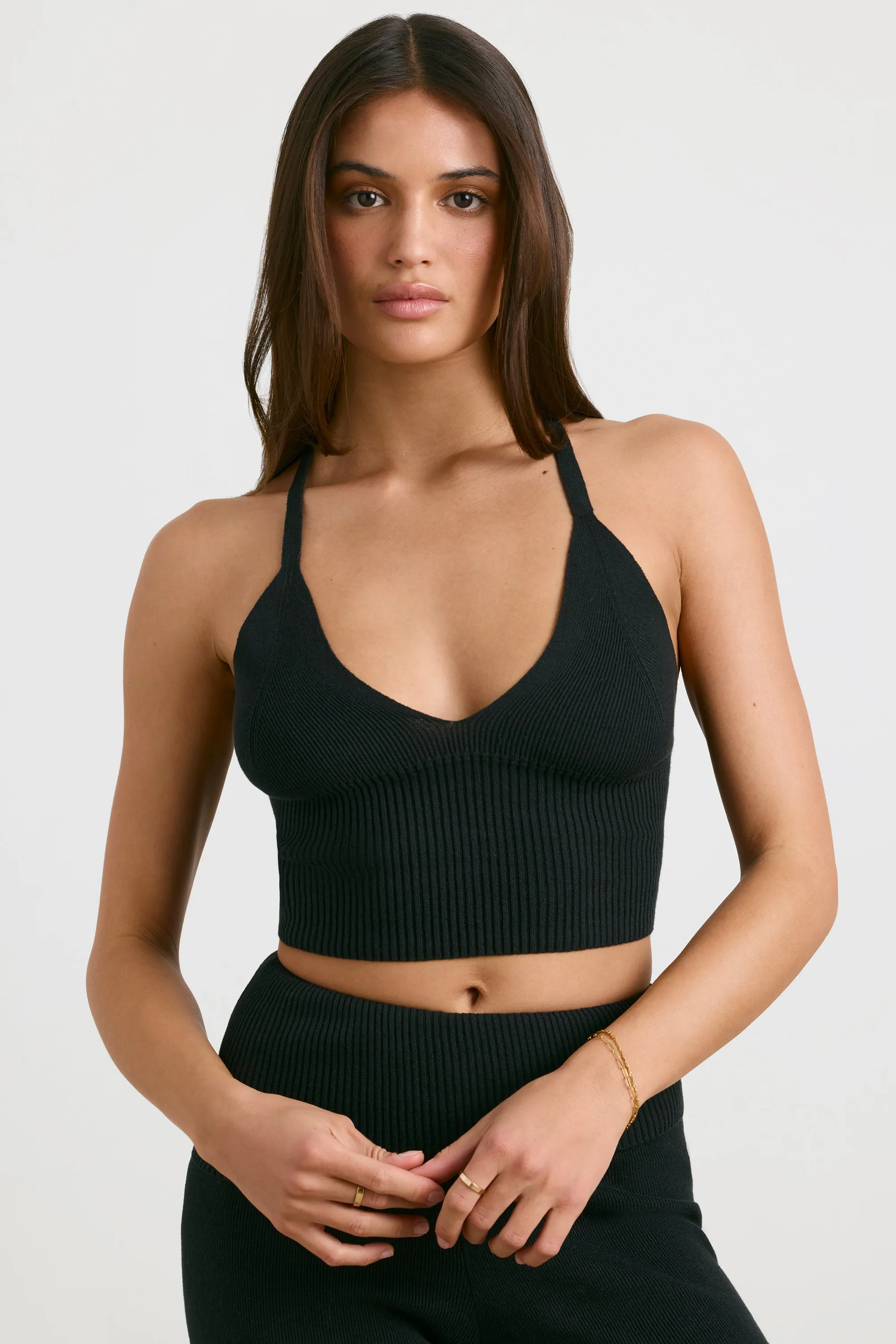 Chunky Knit Tank Top in Black