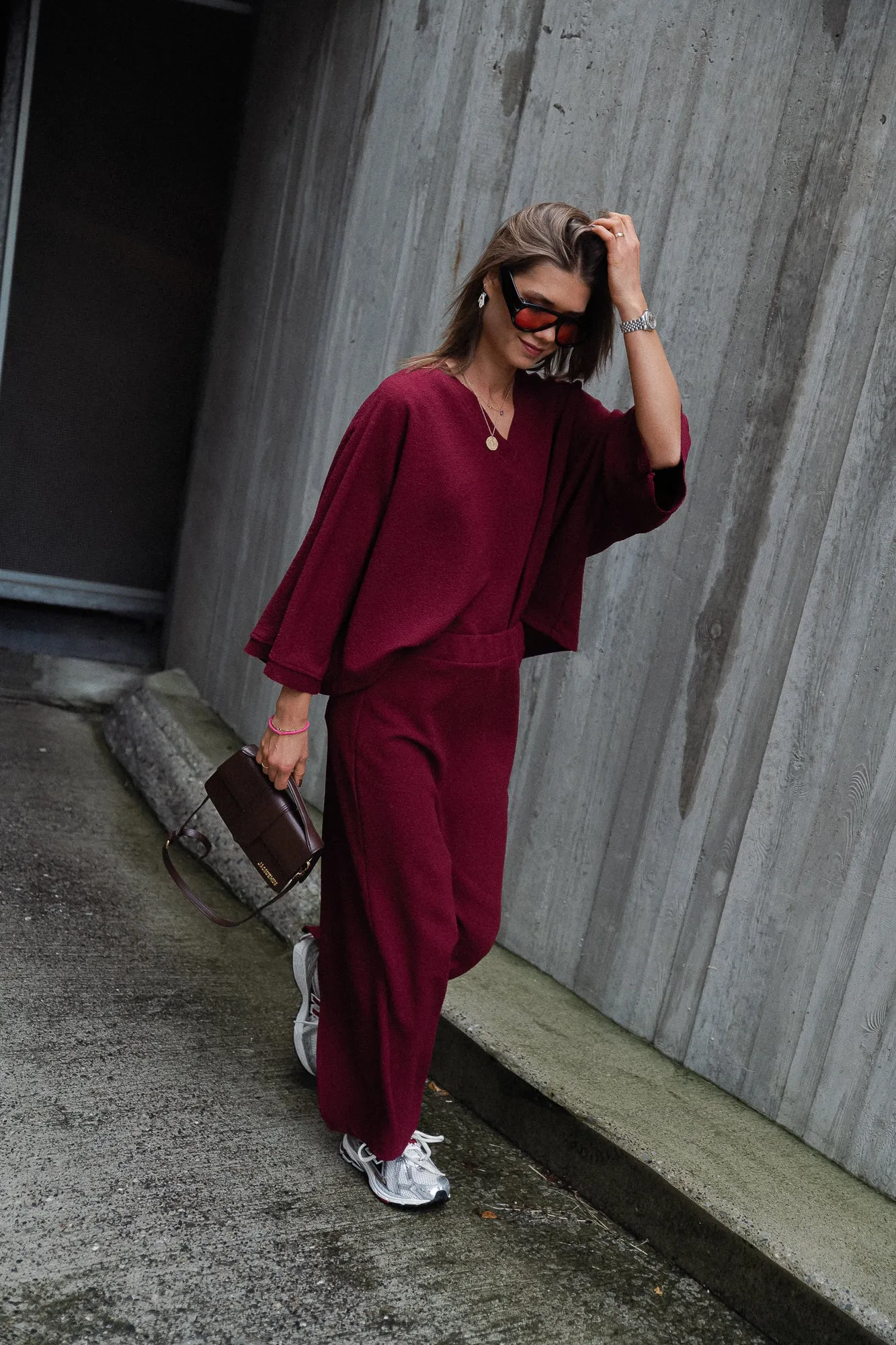 Céliz V-neck shirt burgundy