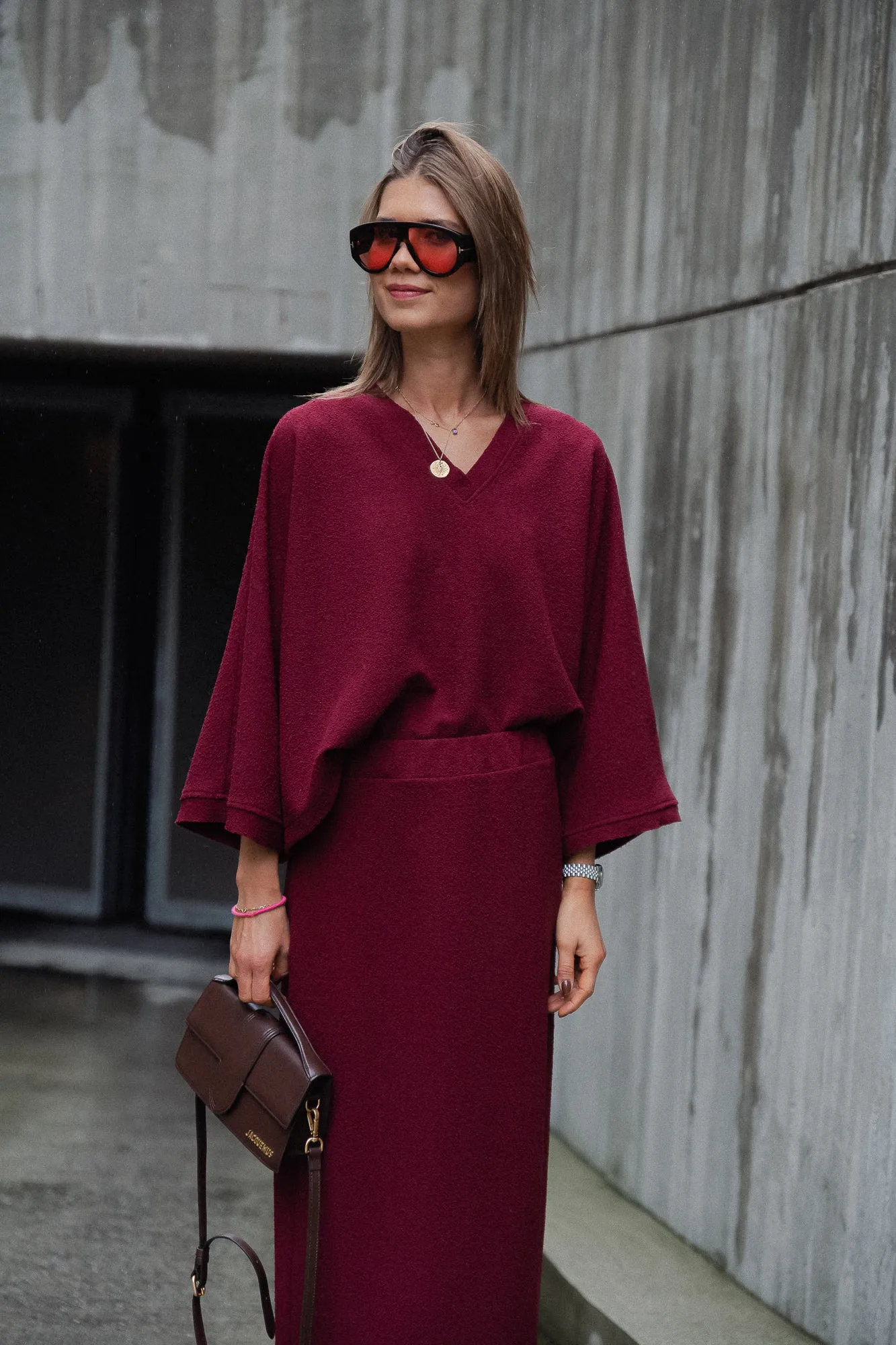 Céliz V-neck shirt burgundy