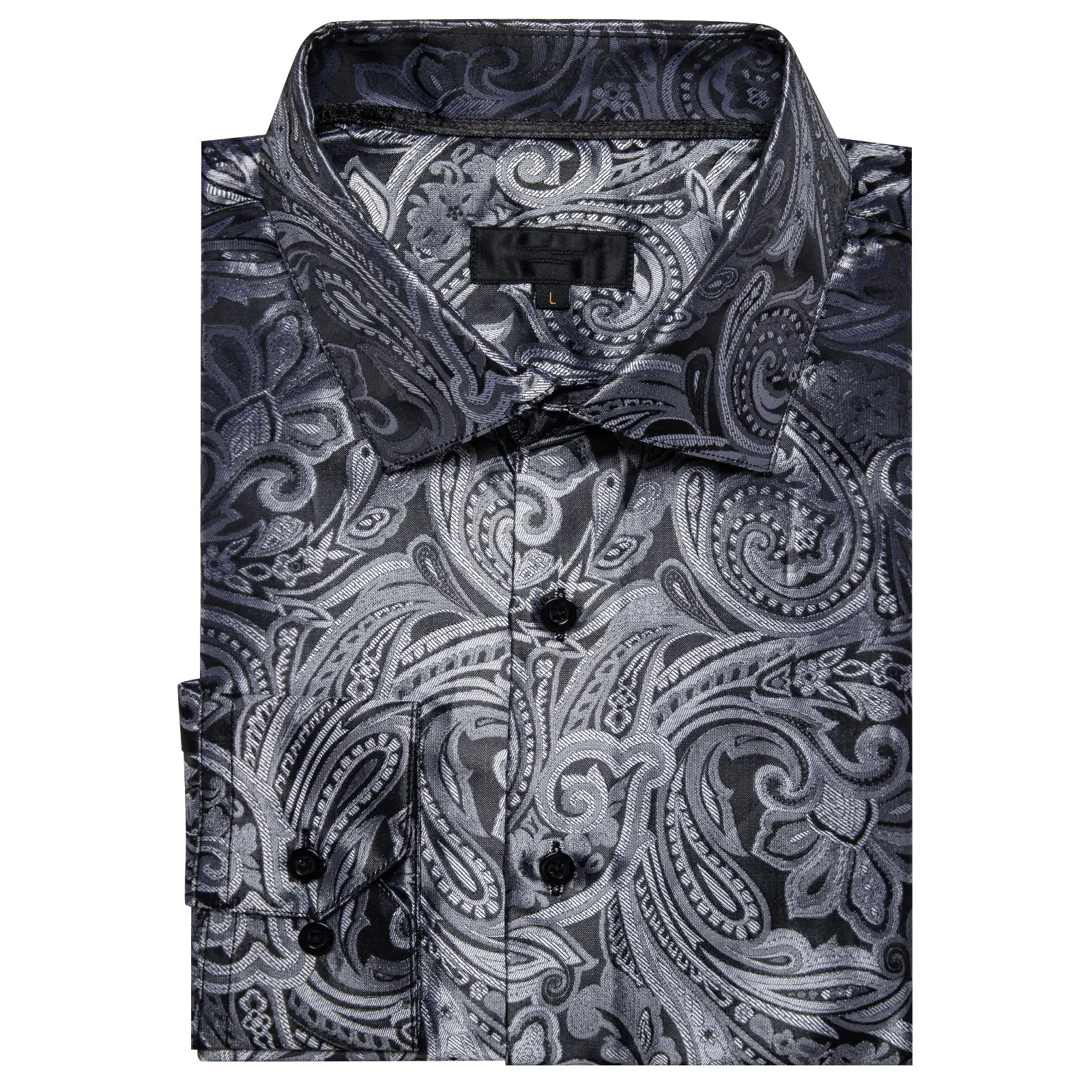 Deep Grey Paisley Long Sleeve Shirt