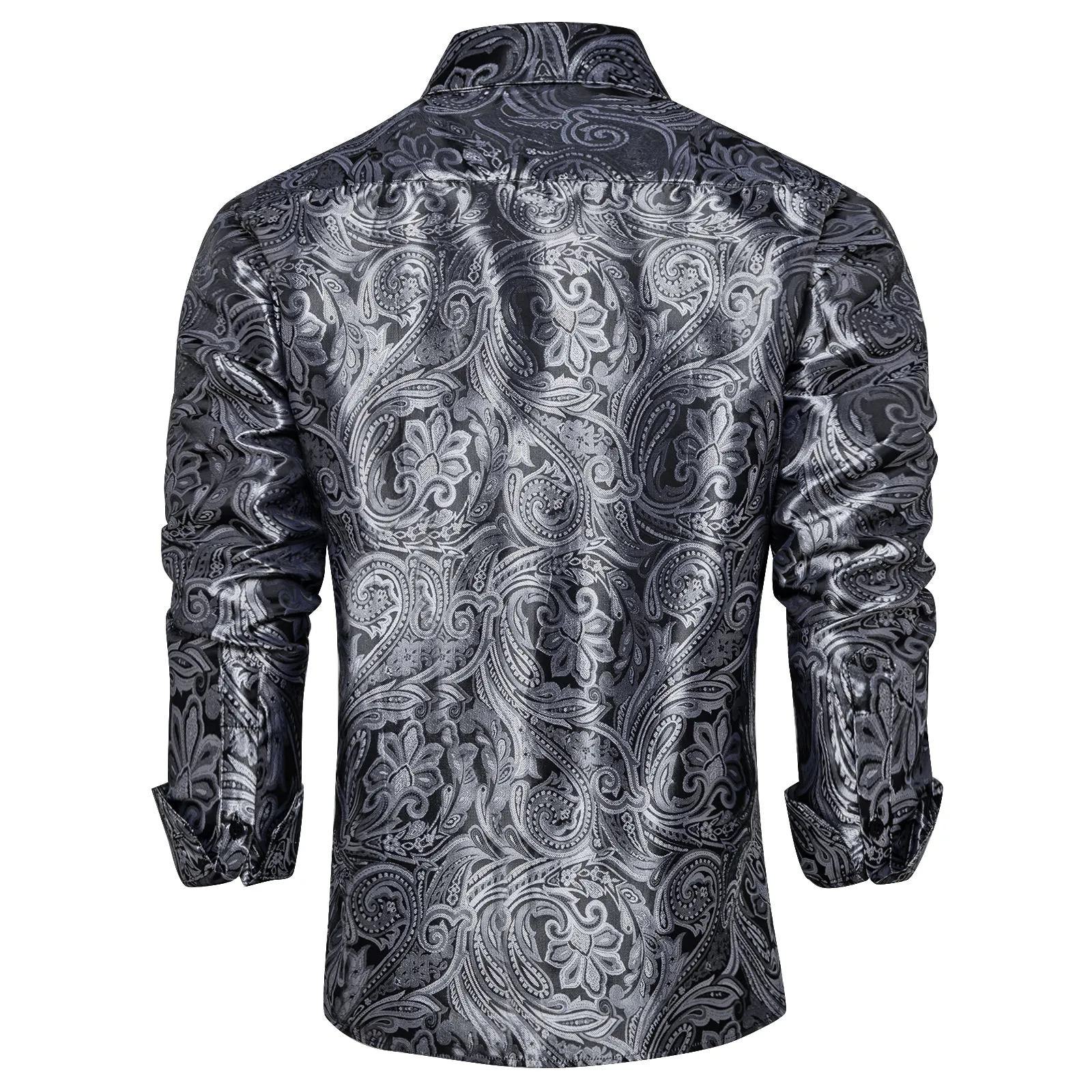 Deep Grey Paisley Long Sleeve Shirt