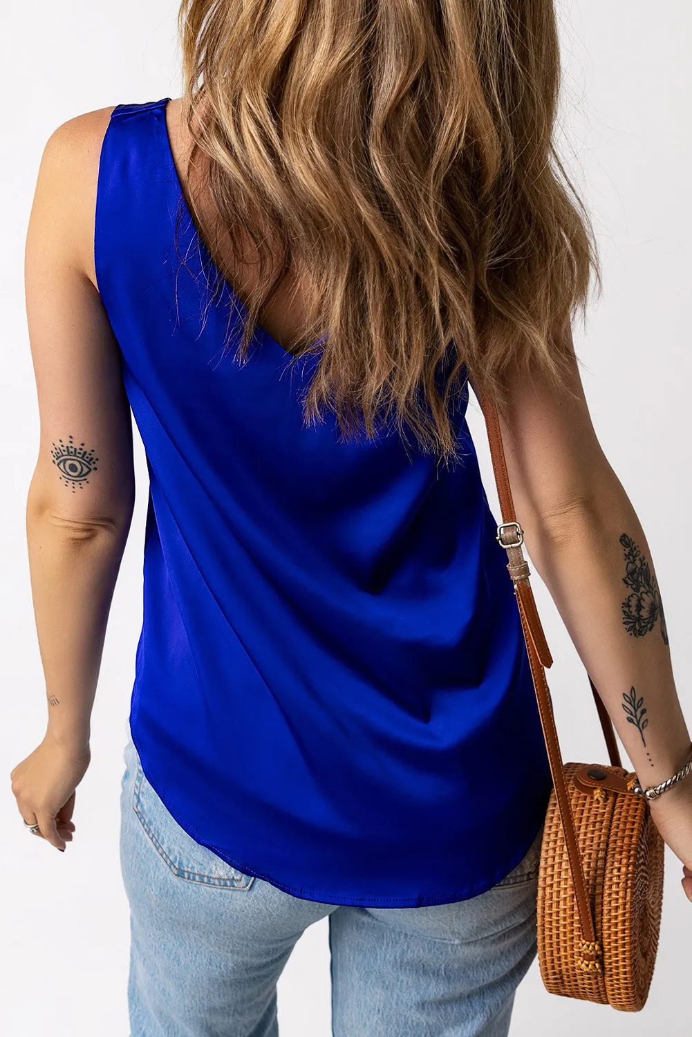 Deep V Neck Loose Tank Top Loose Sleeveless T Shirt Blouse