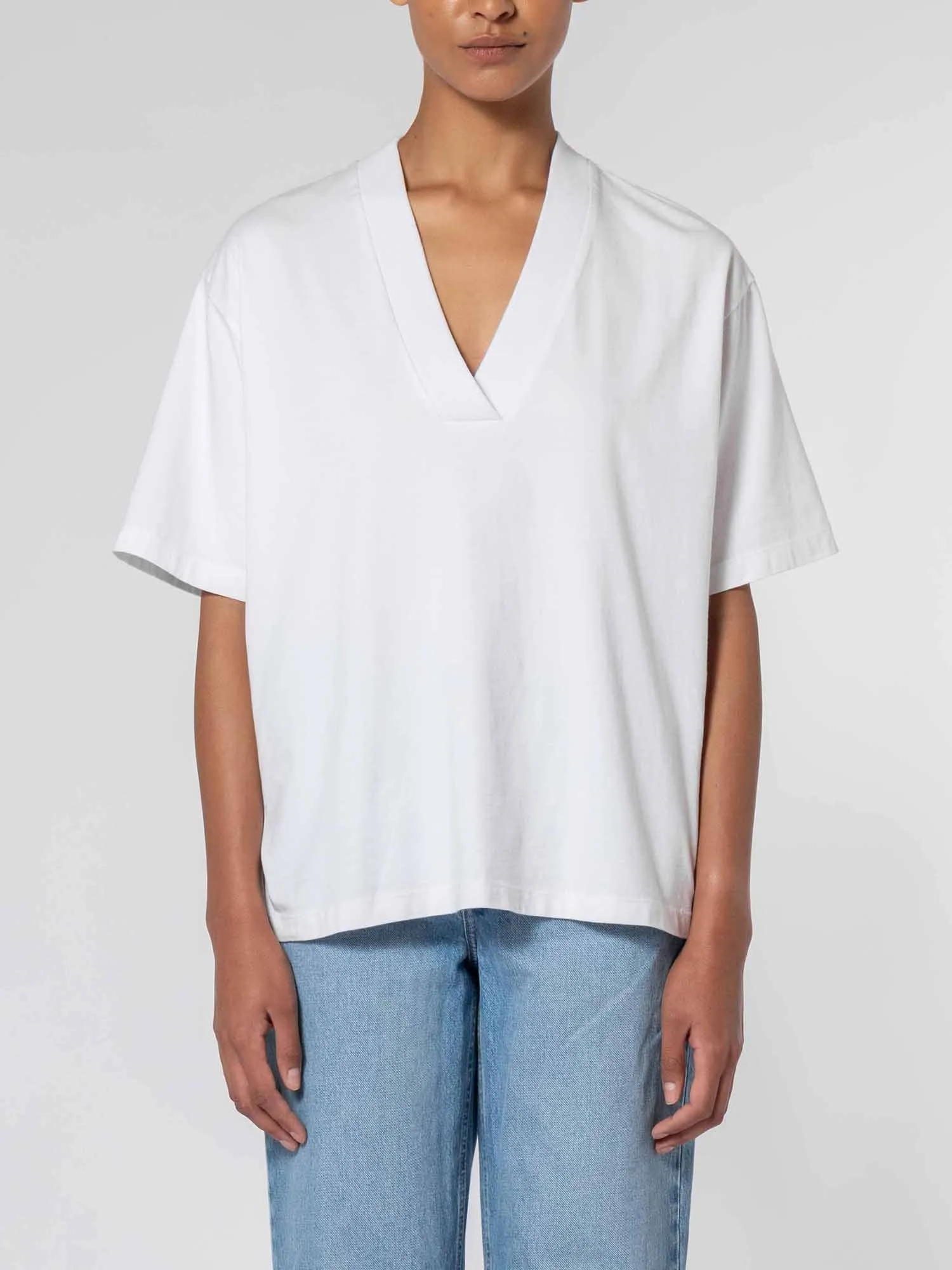 Deep V Tee White