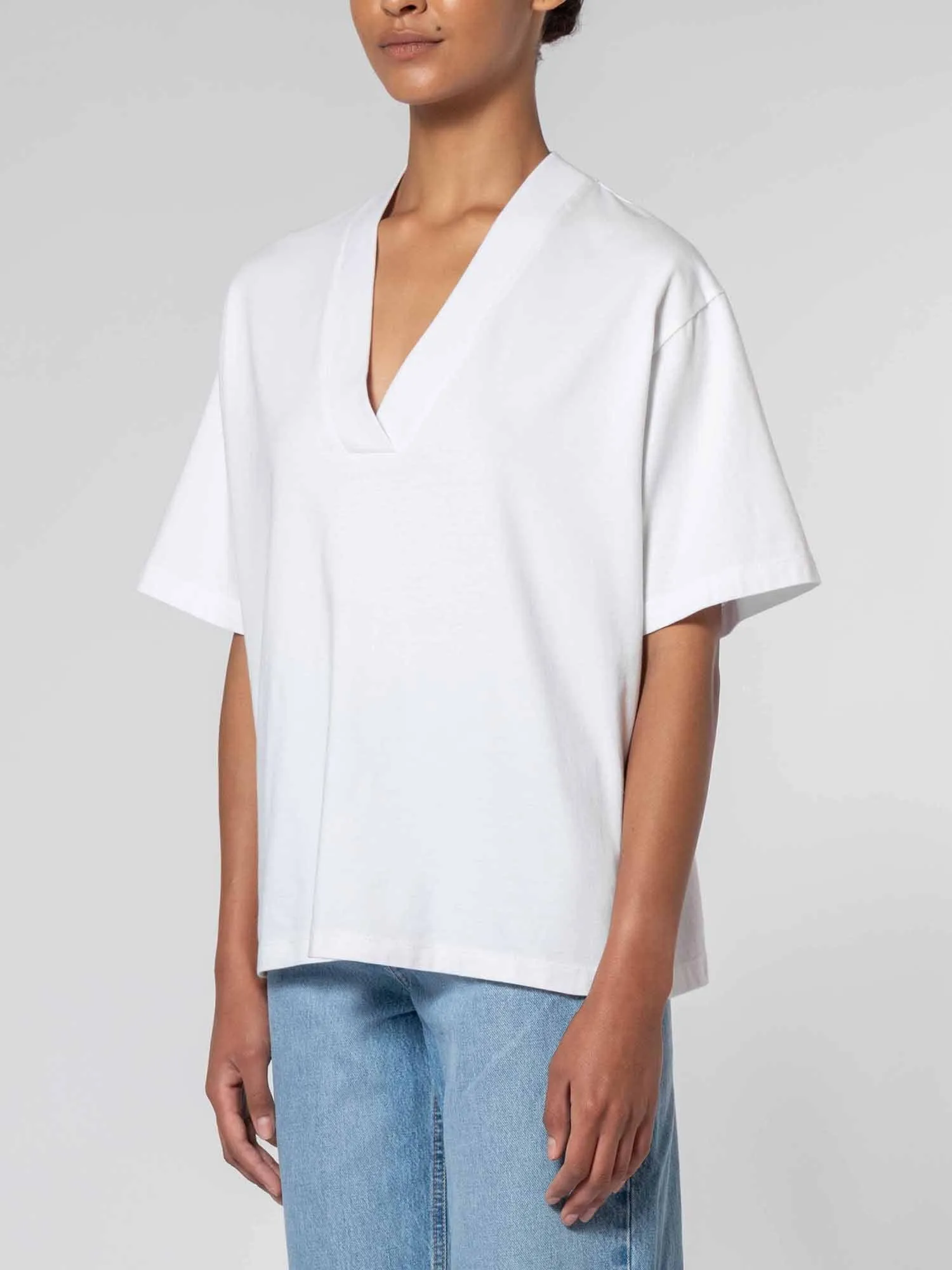 Deep V Tee White