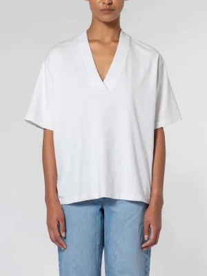 Deep V Tee White