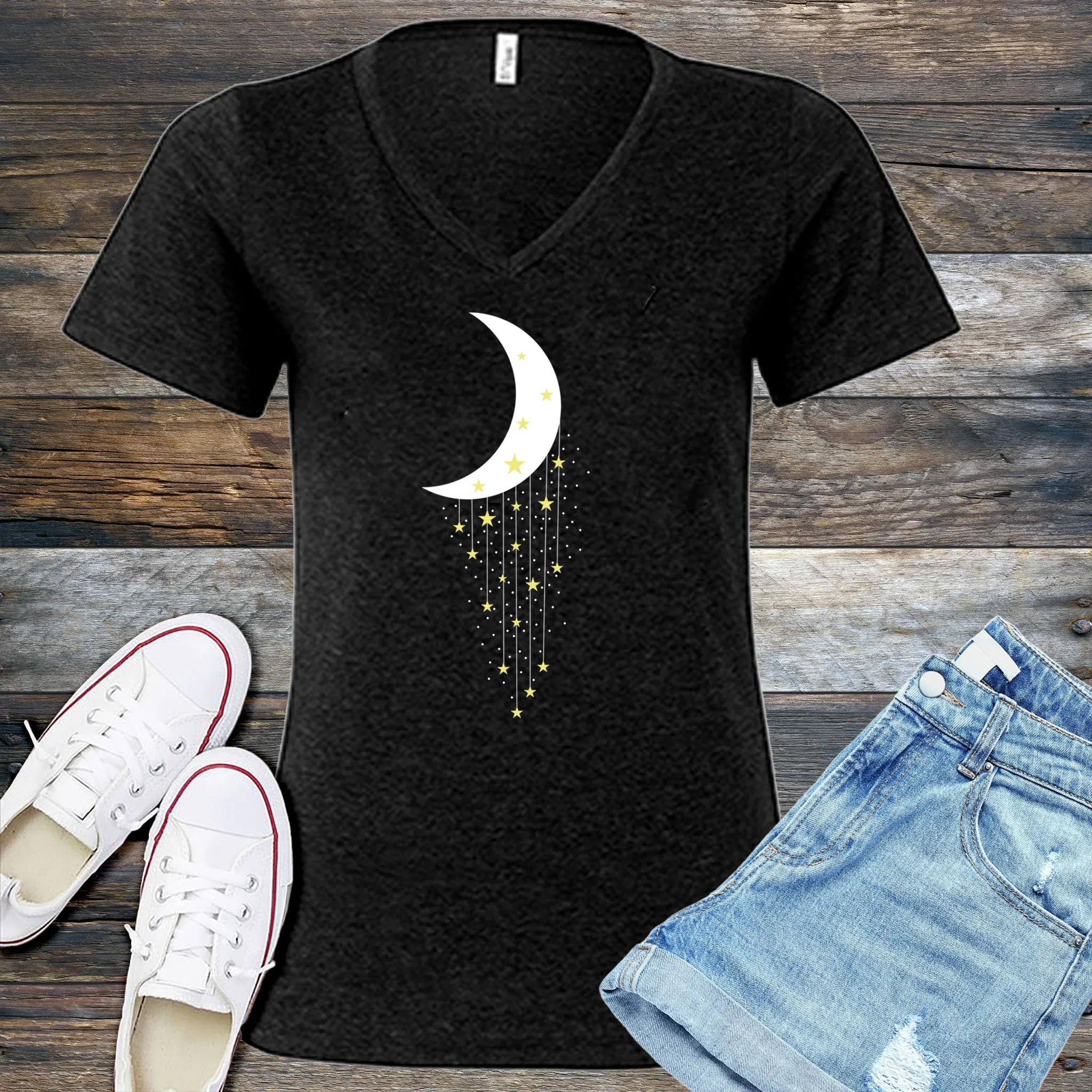 Falling Stars Moon V-Neck