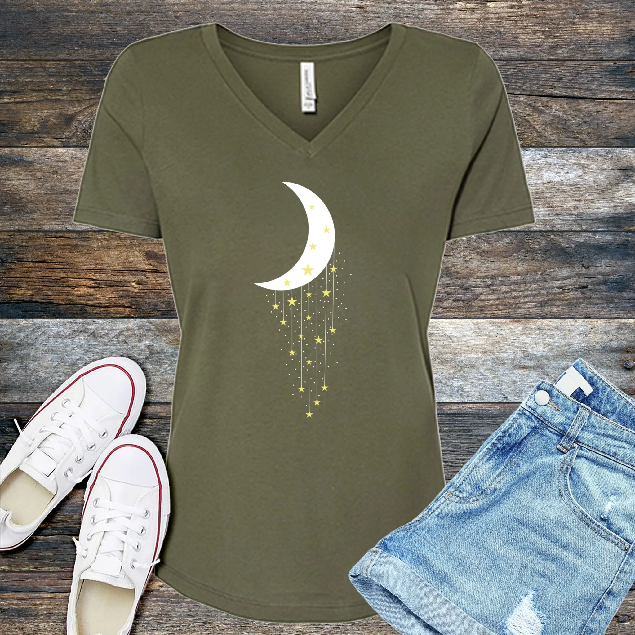 Falling Stars Moon V-Neck