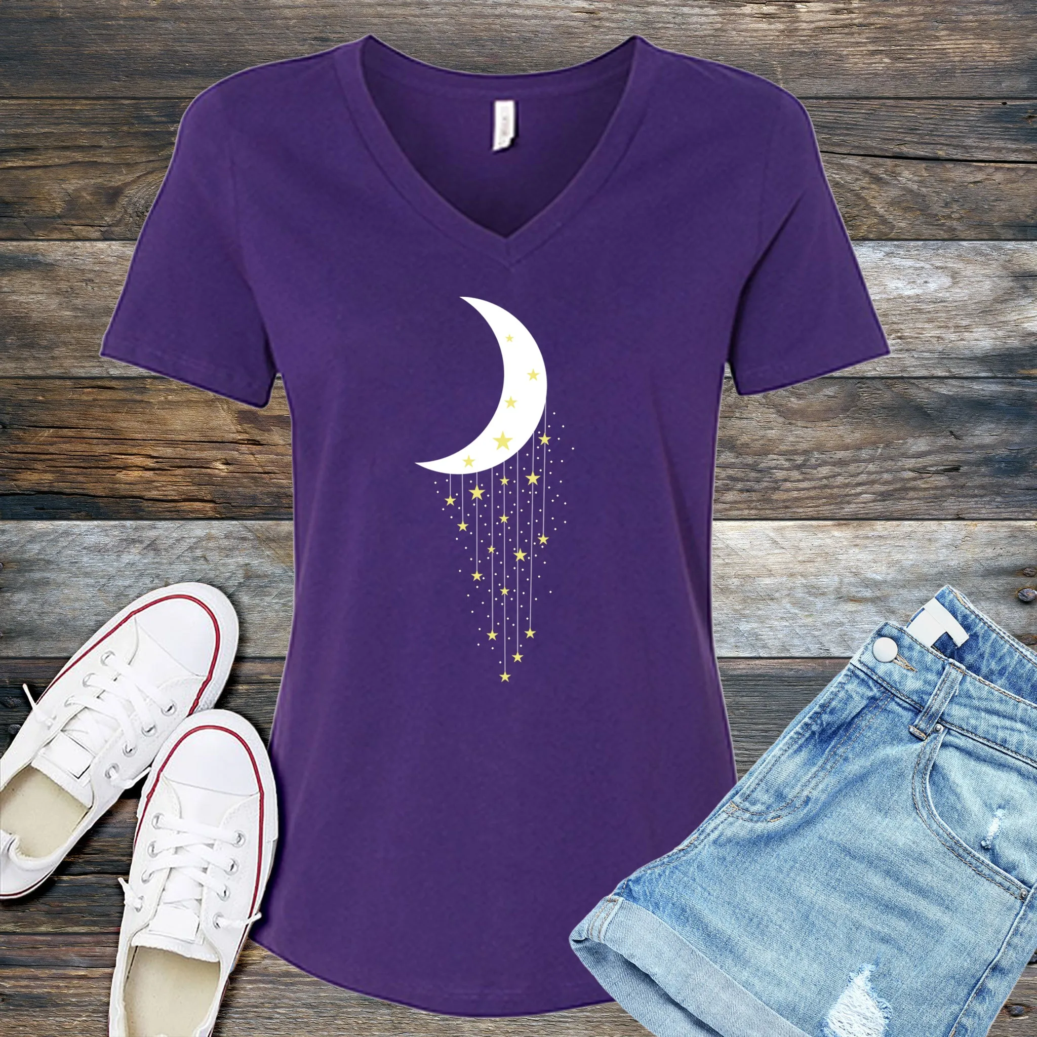 Falling Stars Moon V-Neck