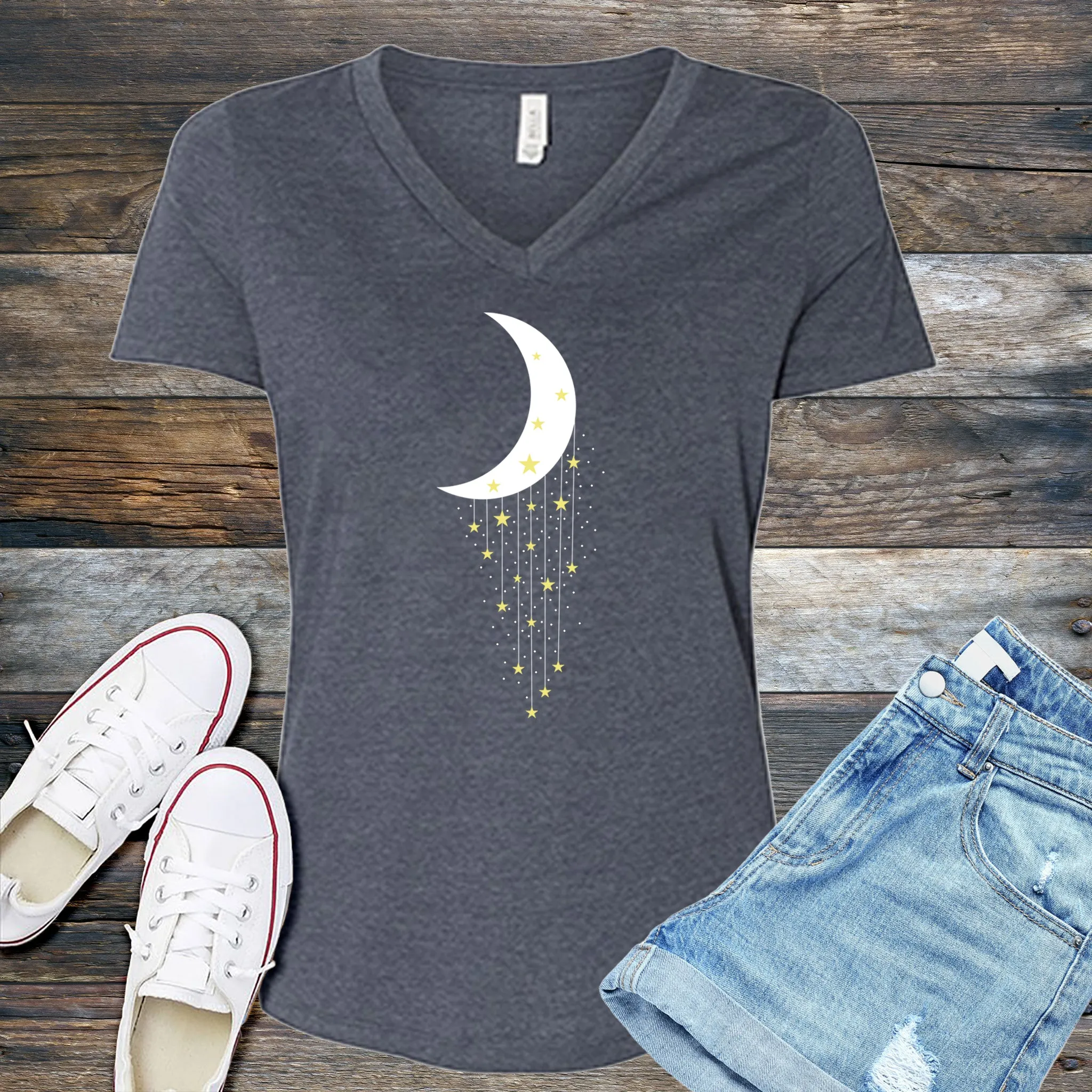 Falling Stars Moon V-Neck