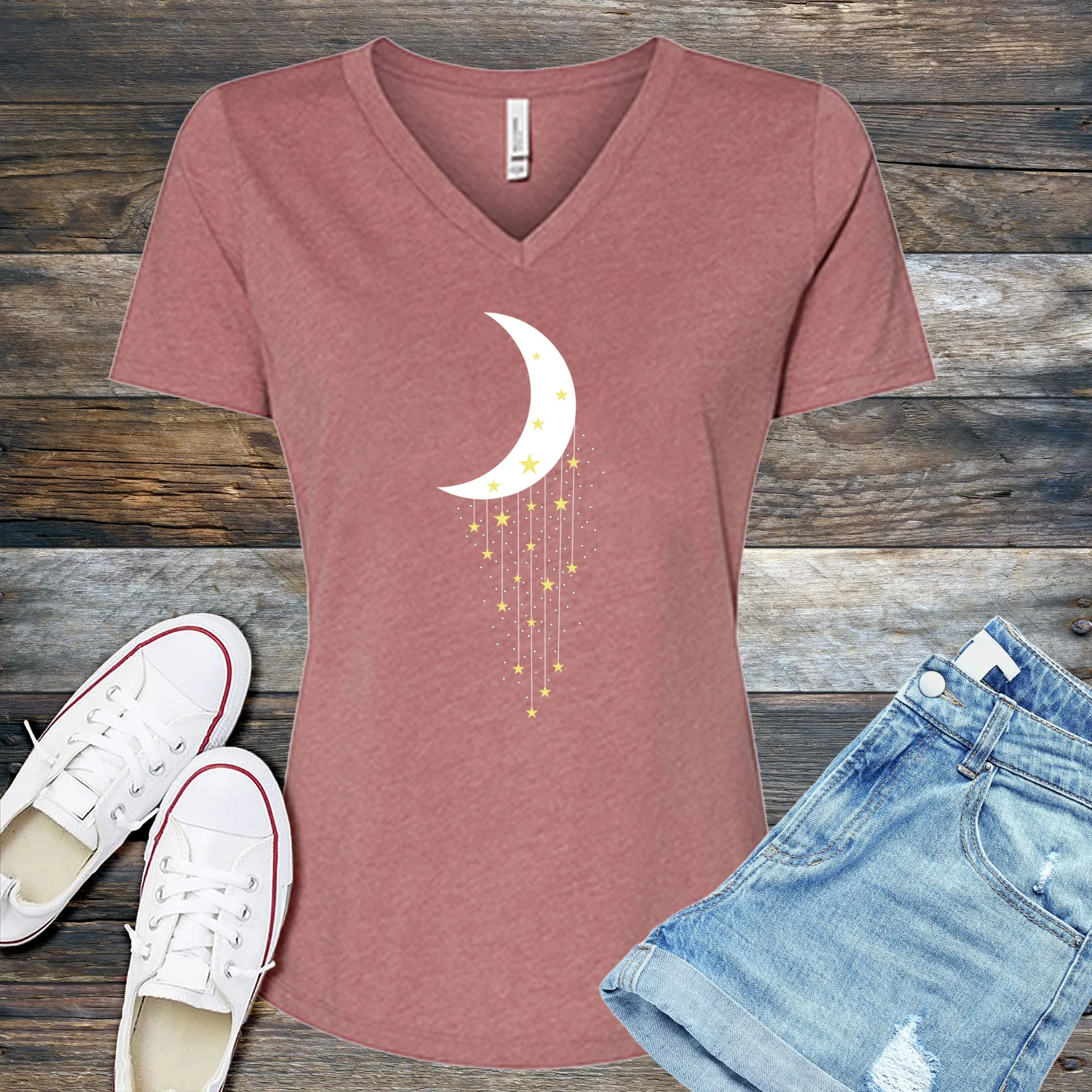 Falling Stars Moon V-Neck