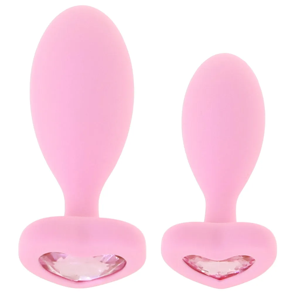 First Time Crystal Booty Butt Plug Duo in Pink