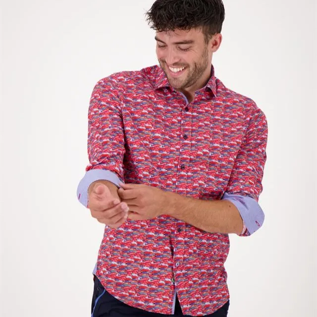 Fish Print Shirt - Ruby Red