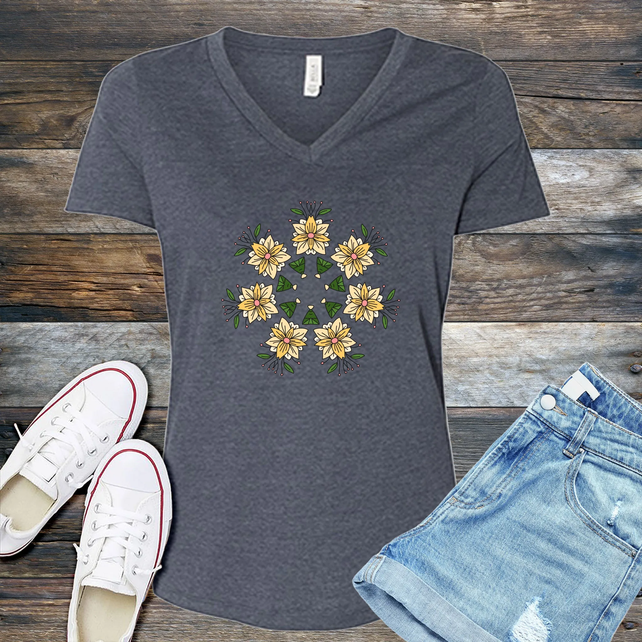 Floral Kaleidoscope V-Neck