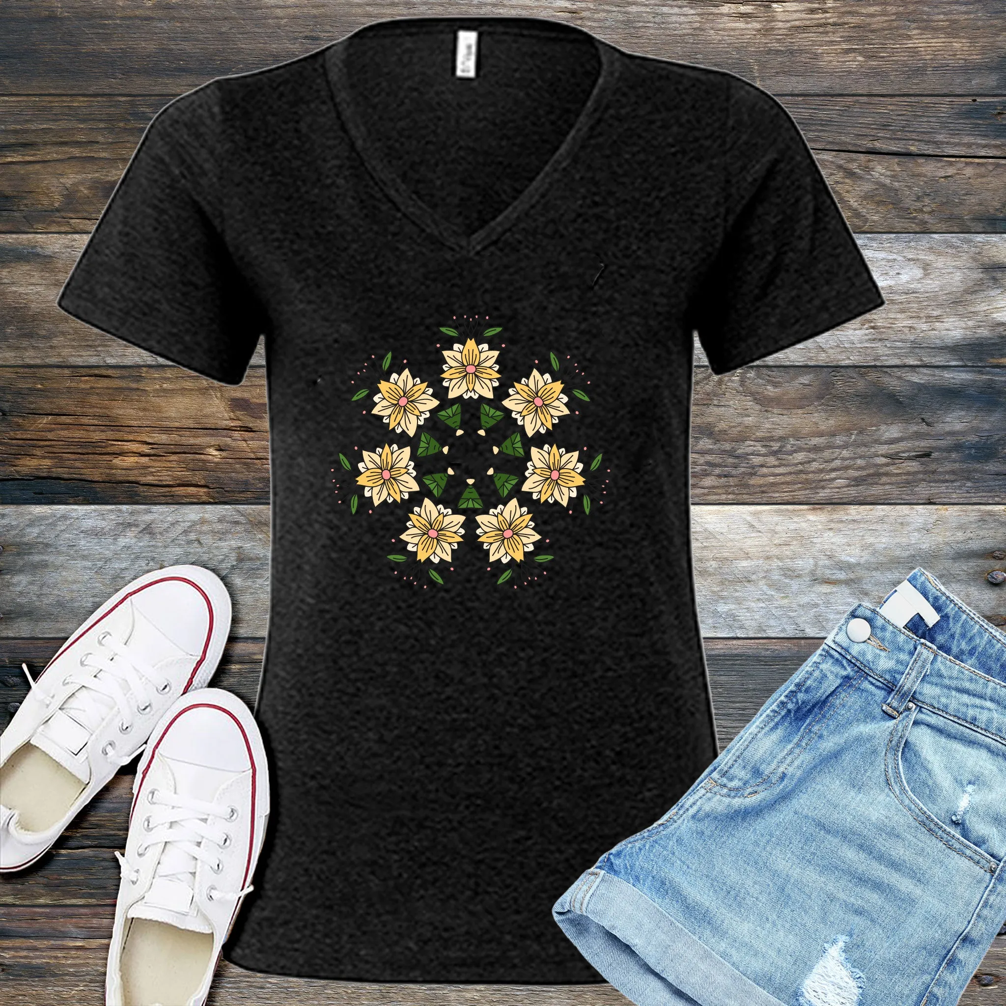 Floral Kaleidoscope V-Neck