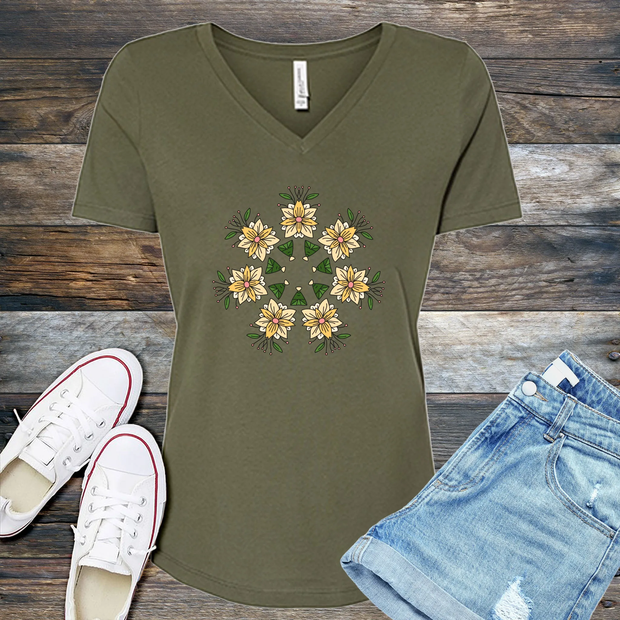 Floral Kaleidoscope V-Neck