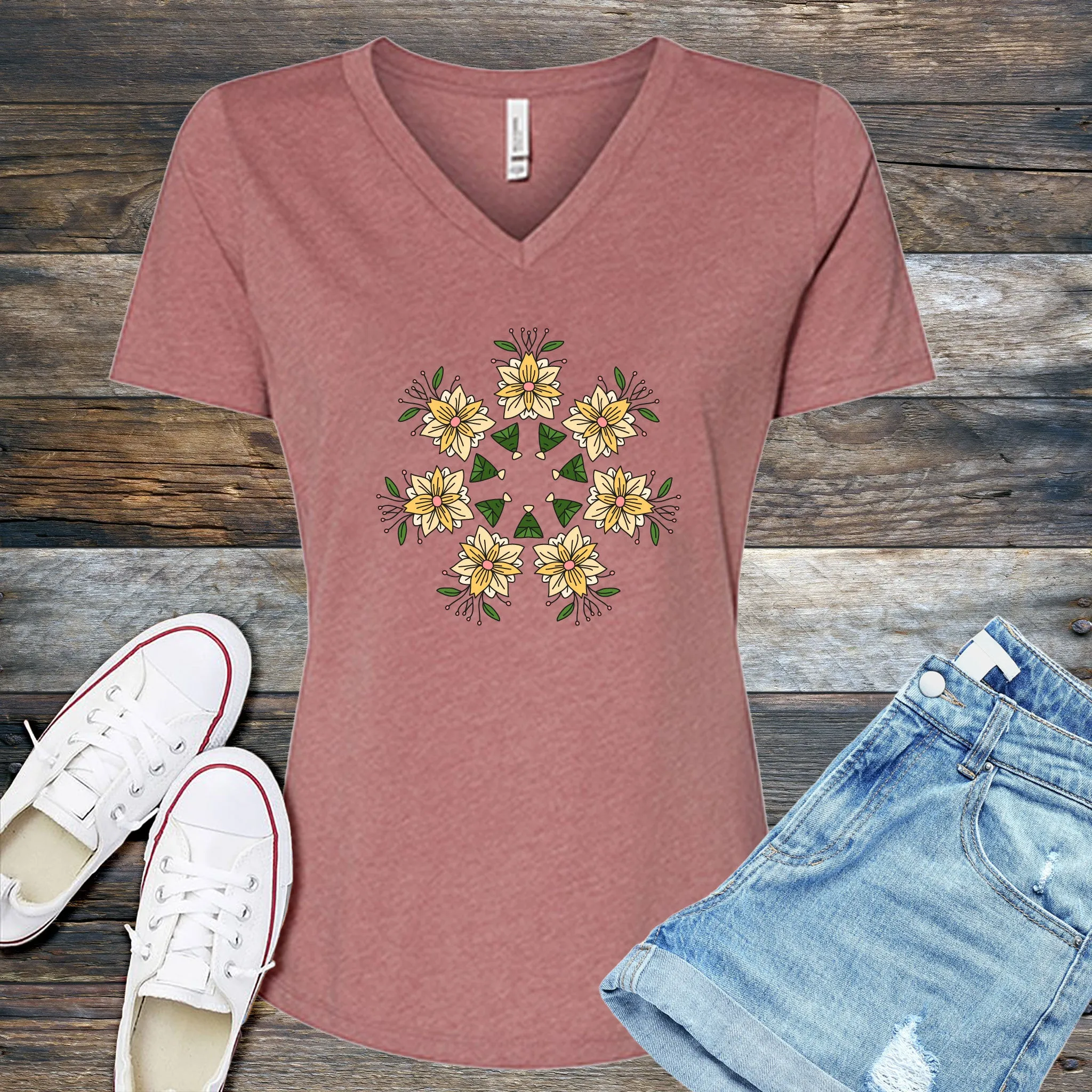 Floral Kaleidoscope V-Neck