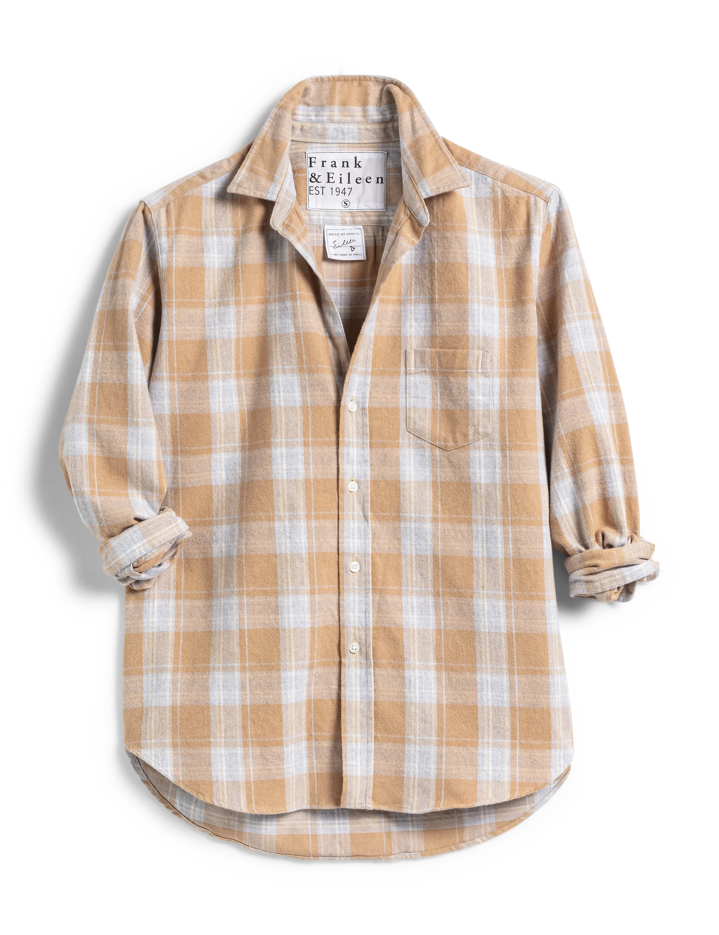 Frank & Eileen - Eileen Relaxed Button-Up Shirt in Camel and Gray Plaid