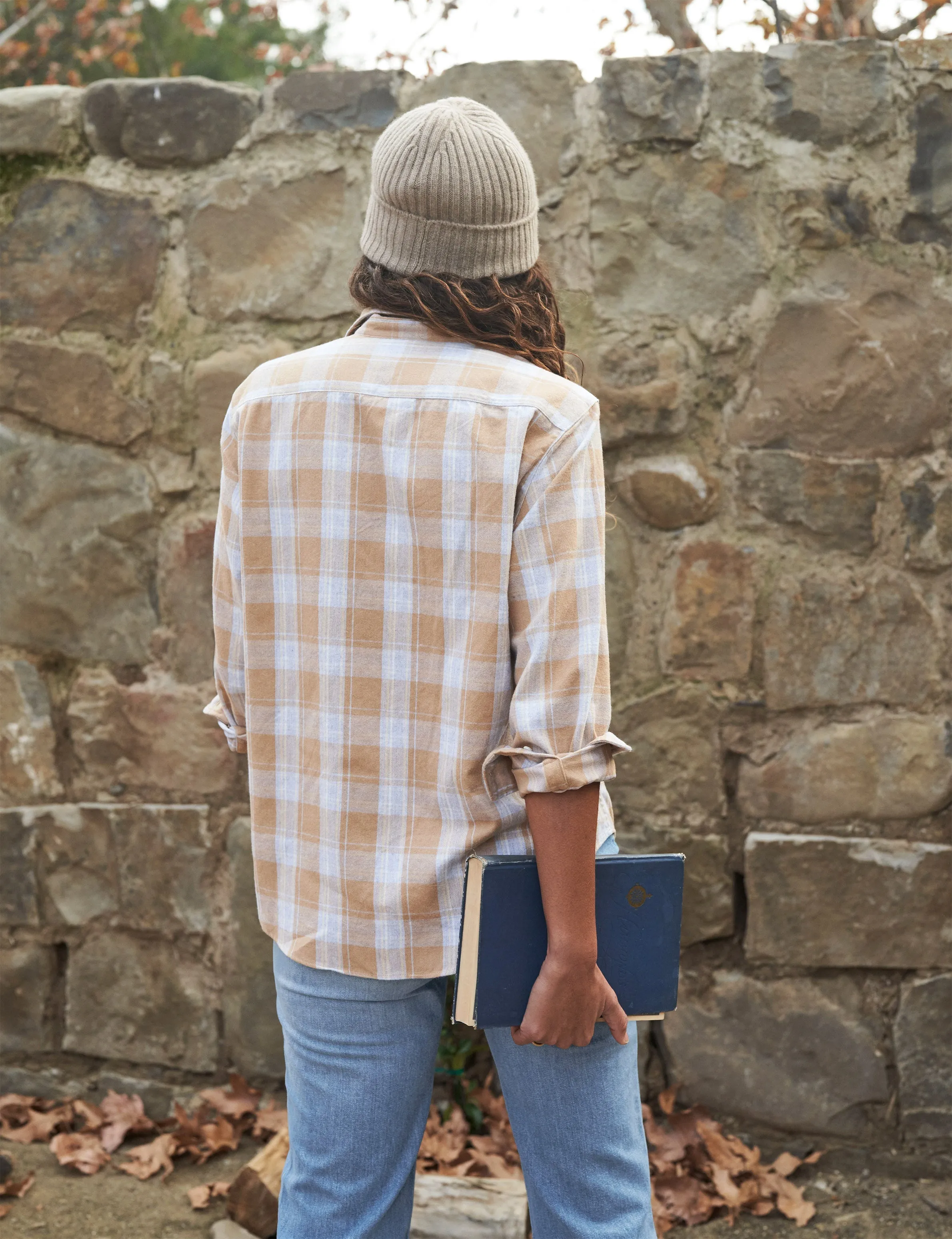 Frank & Eileen - Eileen Relaxed Button-Up Shirt in Camel and Gray Plaid