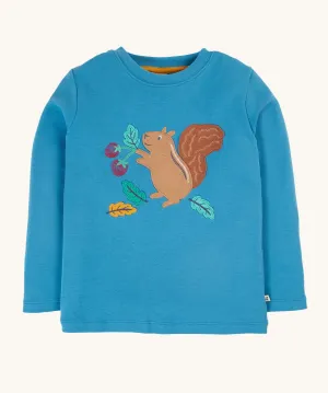 Frugi Adventure Applique Top - Deep Water/Squirrel