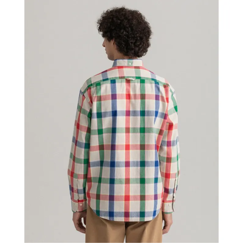 GANT Relaxed Fit Check Oxford Shirt - Putty