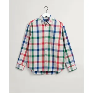 GANT Relaxed Fit Check Oxford Shirt - Putty