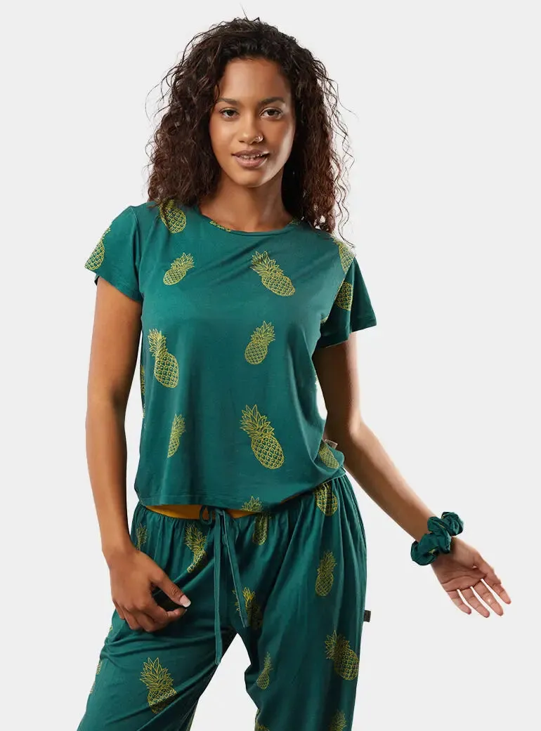 Golden Pineapple II T-Shirt Pyjama Trouser Set