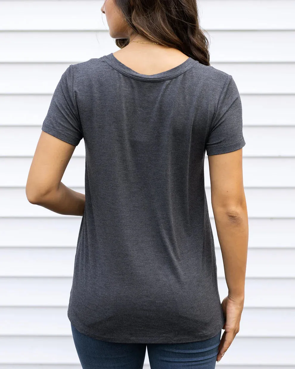 Grace & Lace VIP Favorite Perfect V-Neck Tee - Charcoal