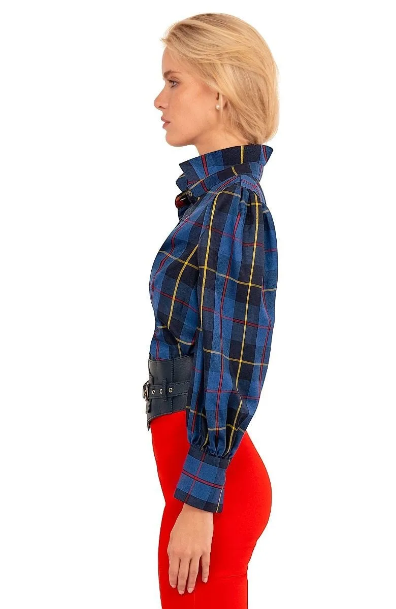 Gretchen Scott Juliette Blouse - Plaidly Cooper - Blue Plaid