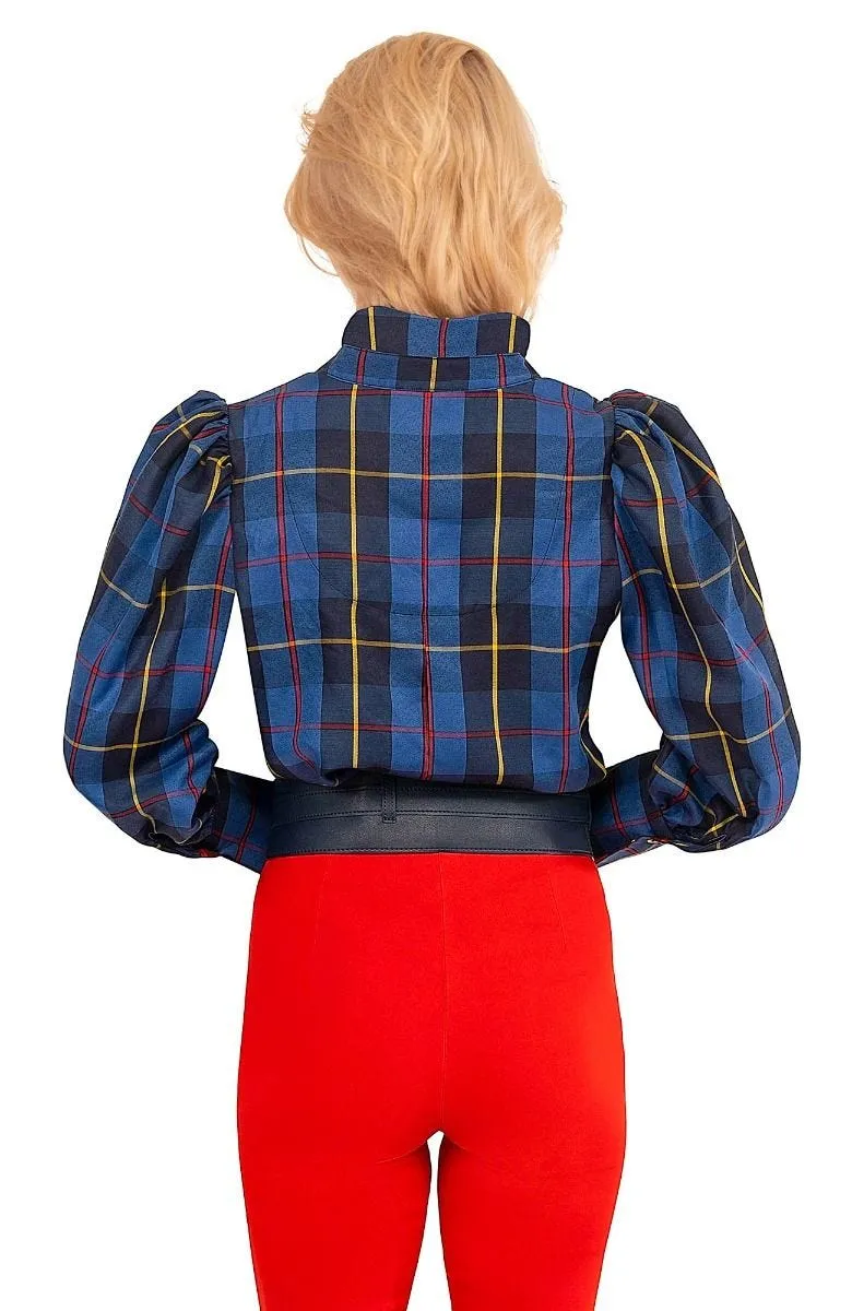 Gretchen Scott Juliette Blouse - Plaidly Cooper - Blue Plaid