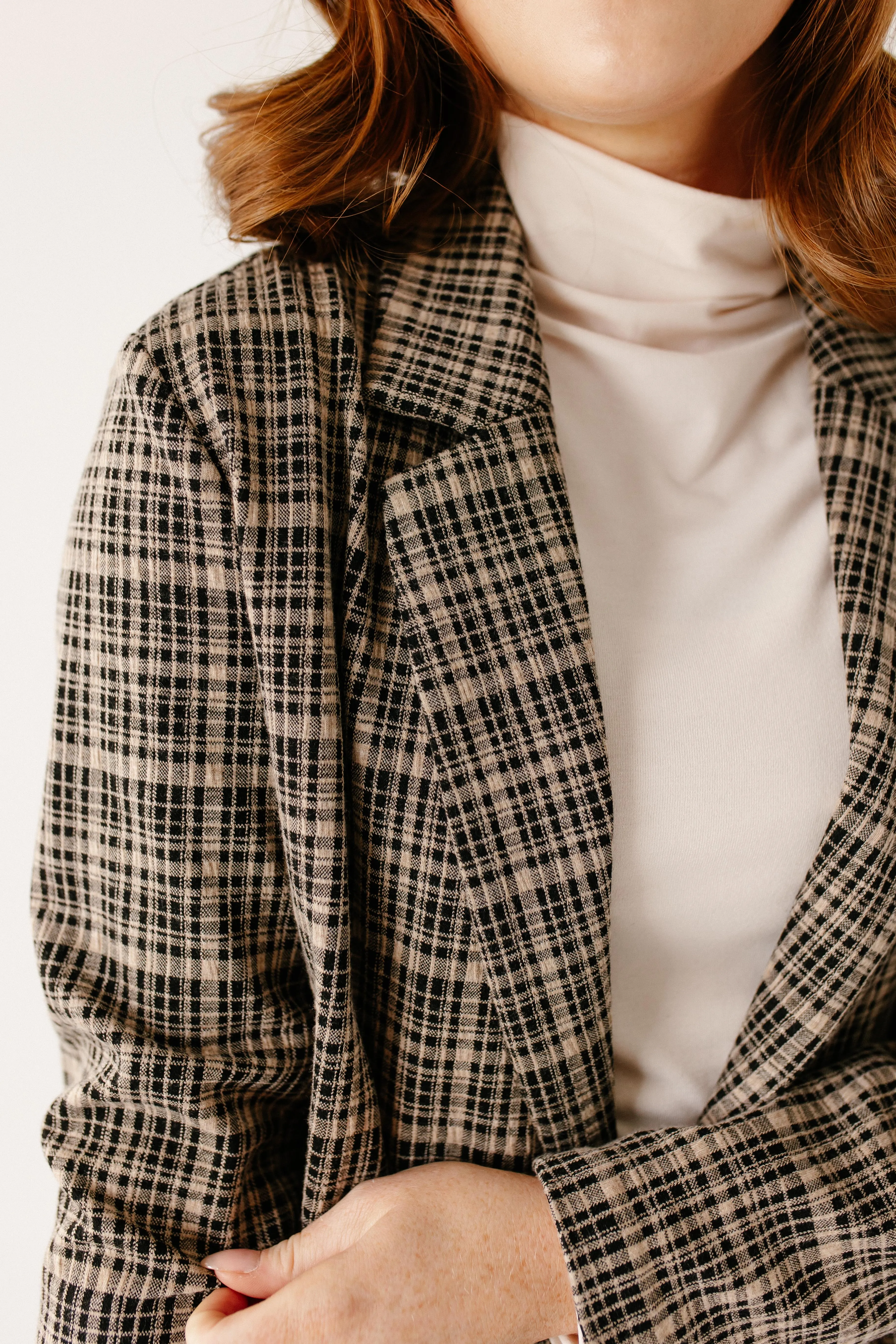 'James' Plaid Print Relaxed Blazer in Deep Taupe FINAL SALE