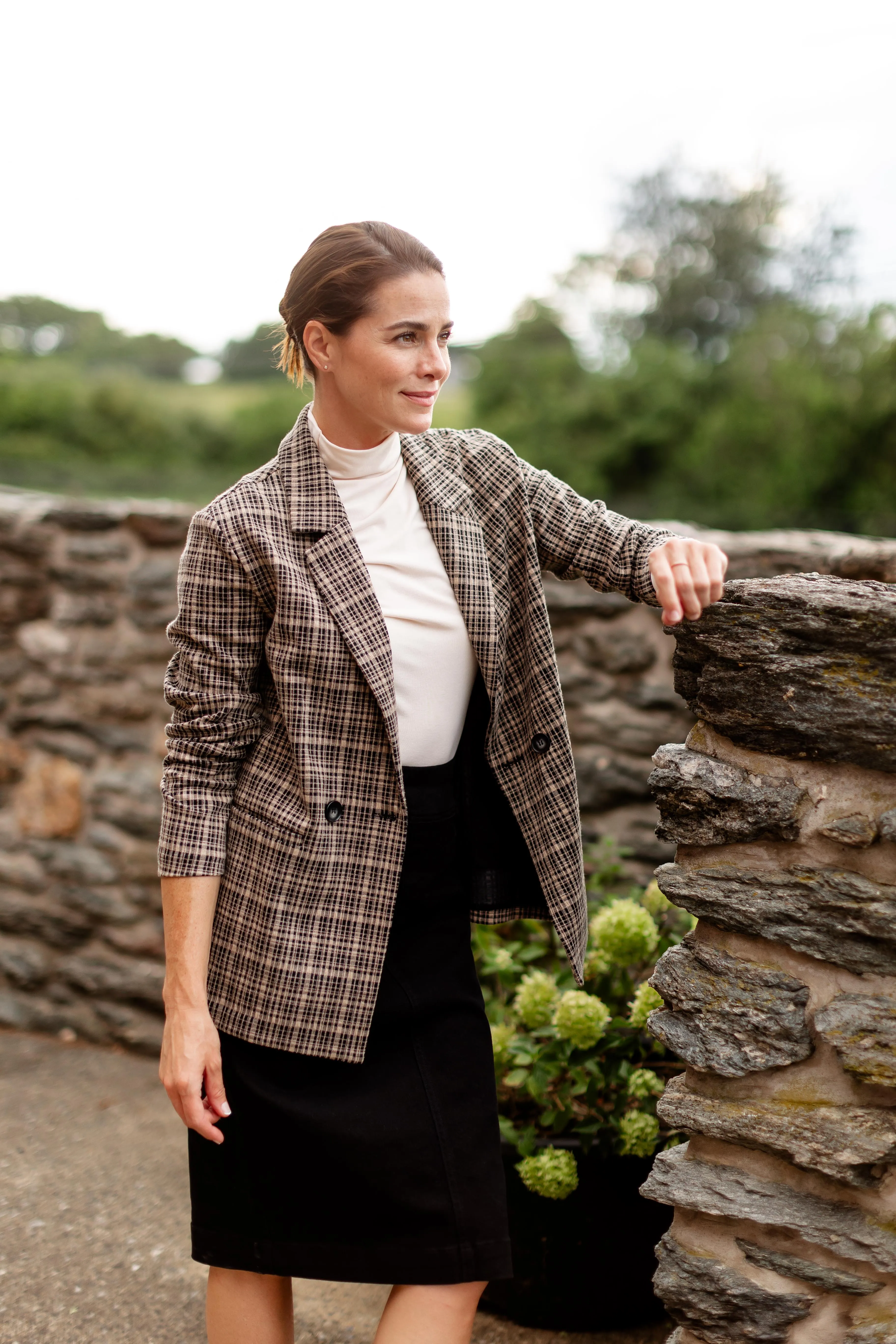 'James' Plaid Print Relaxed Blazer in Deep Taupe FINAL SALE