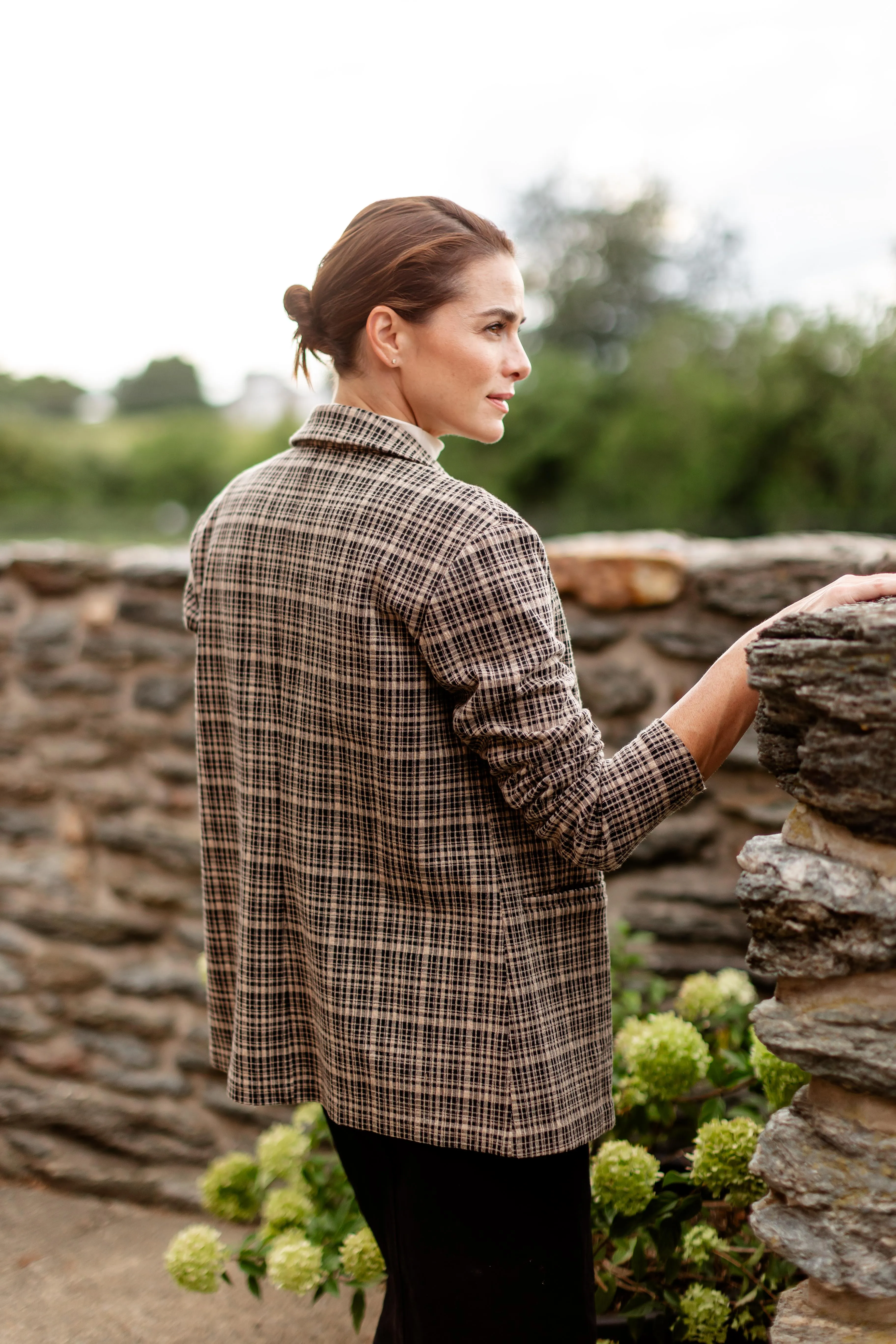 'James' Plaid Print Relaxed Blazer in Deep Taupe FINAL SALE