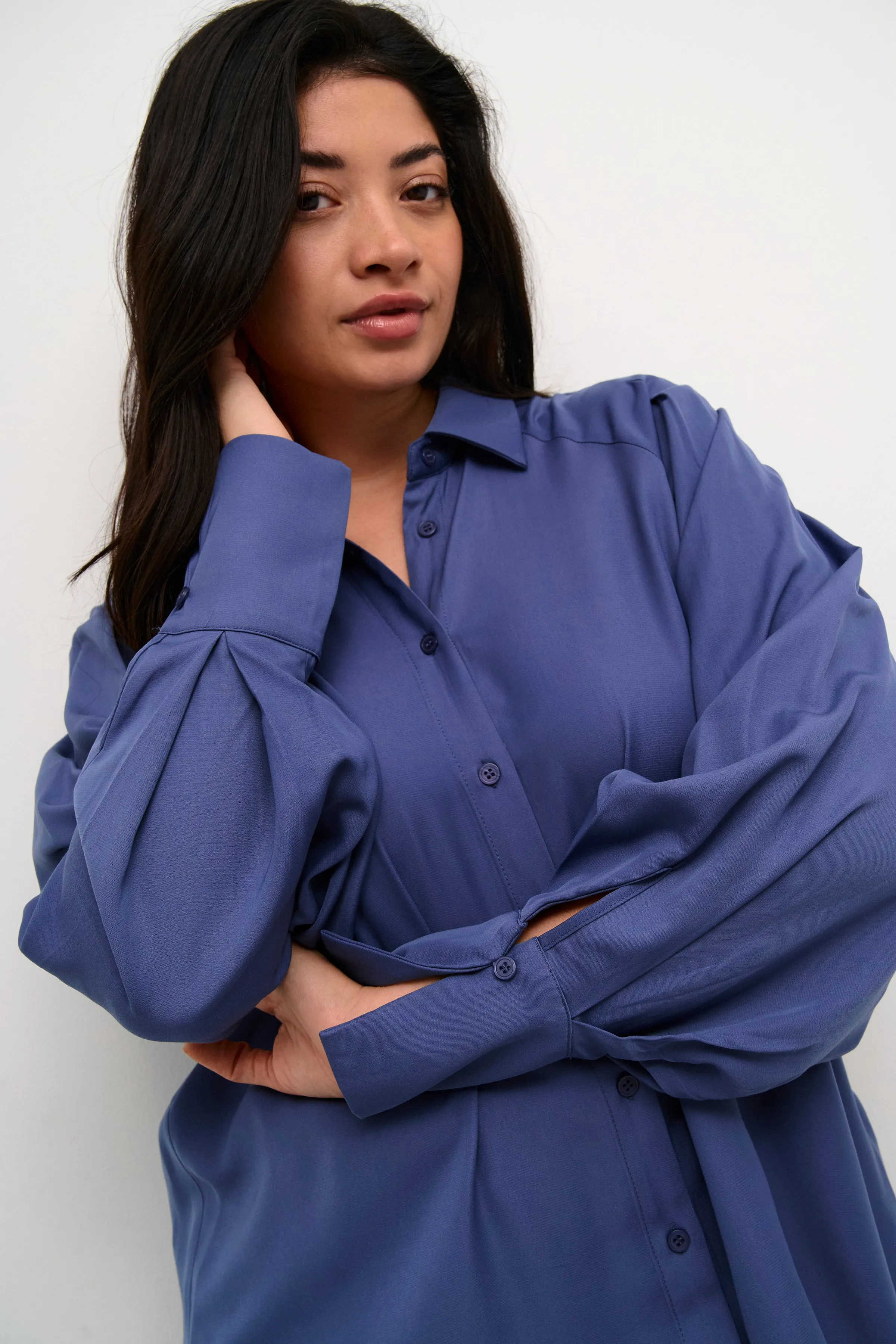 Kaffe Curve Leanna Shirt in Indigo