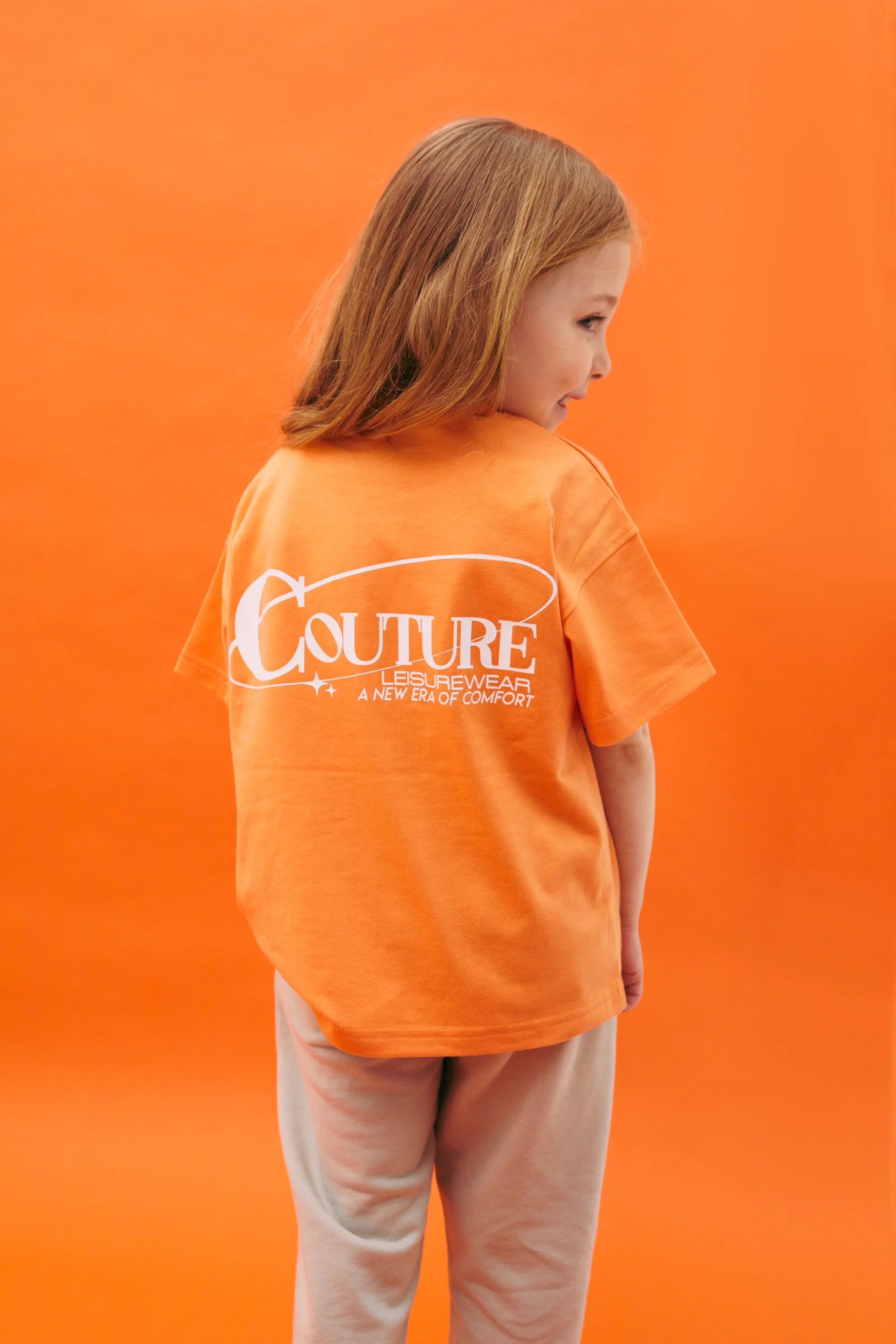 KIDS GLOBE PRINT BOXY T-SHIRT - ORANGE