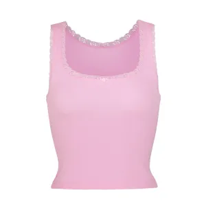 LACE POINTELLE TANK | BUBBLE GUM