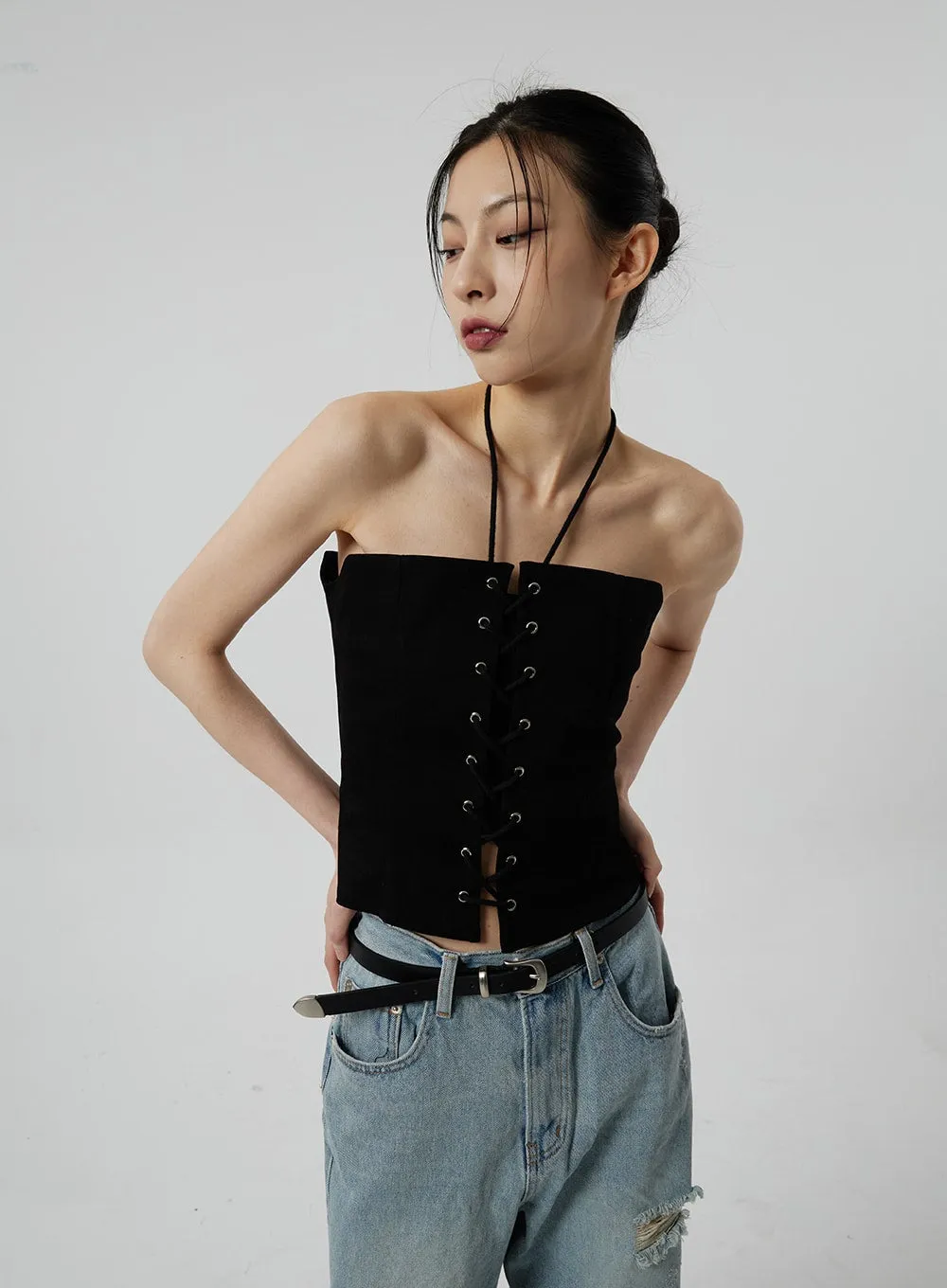 Lace-Up Corset Top CF309