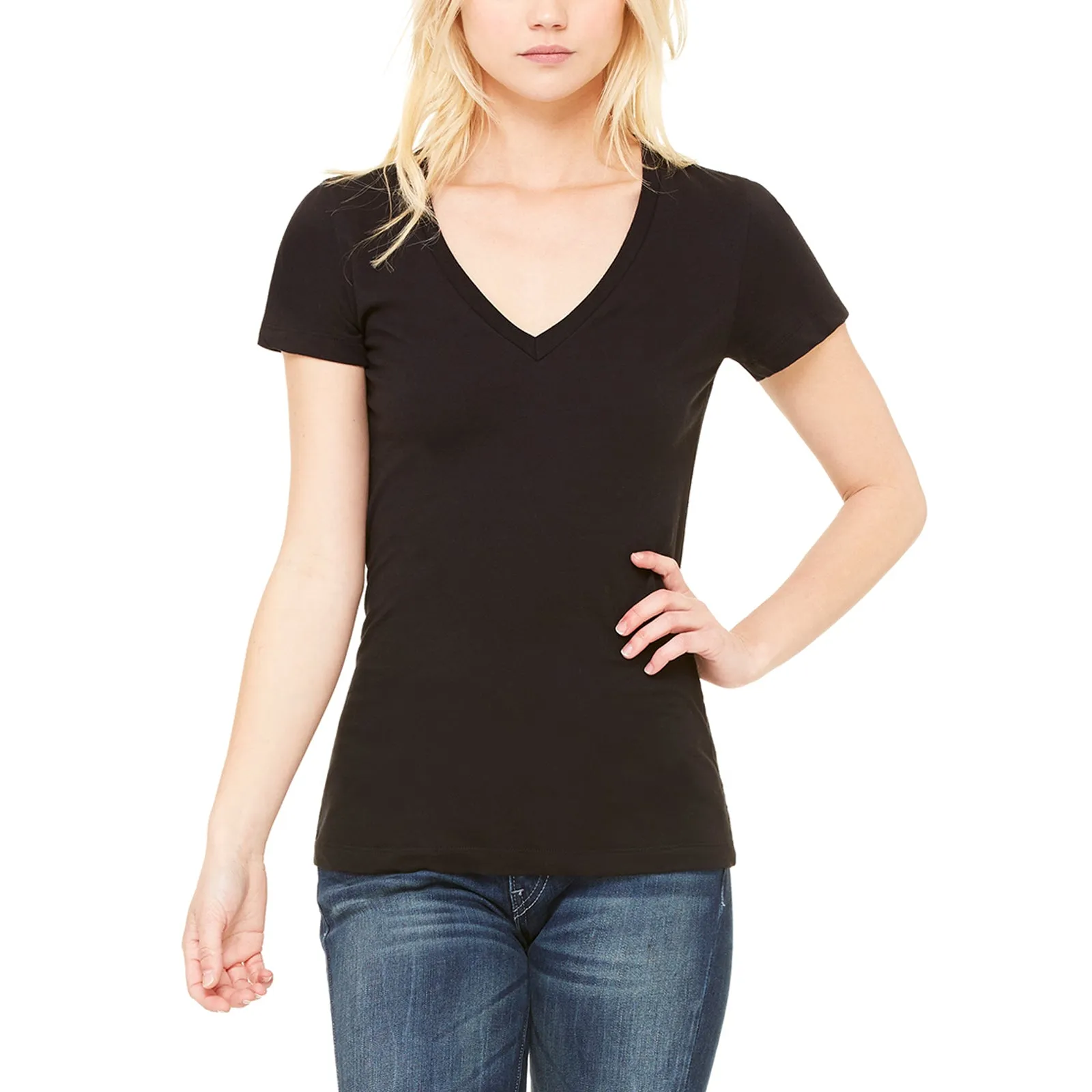 Ladies' Jersey S/S Deep V-Neck T-Shirt