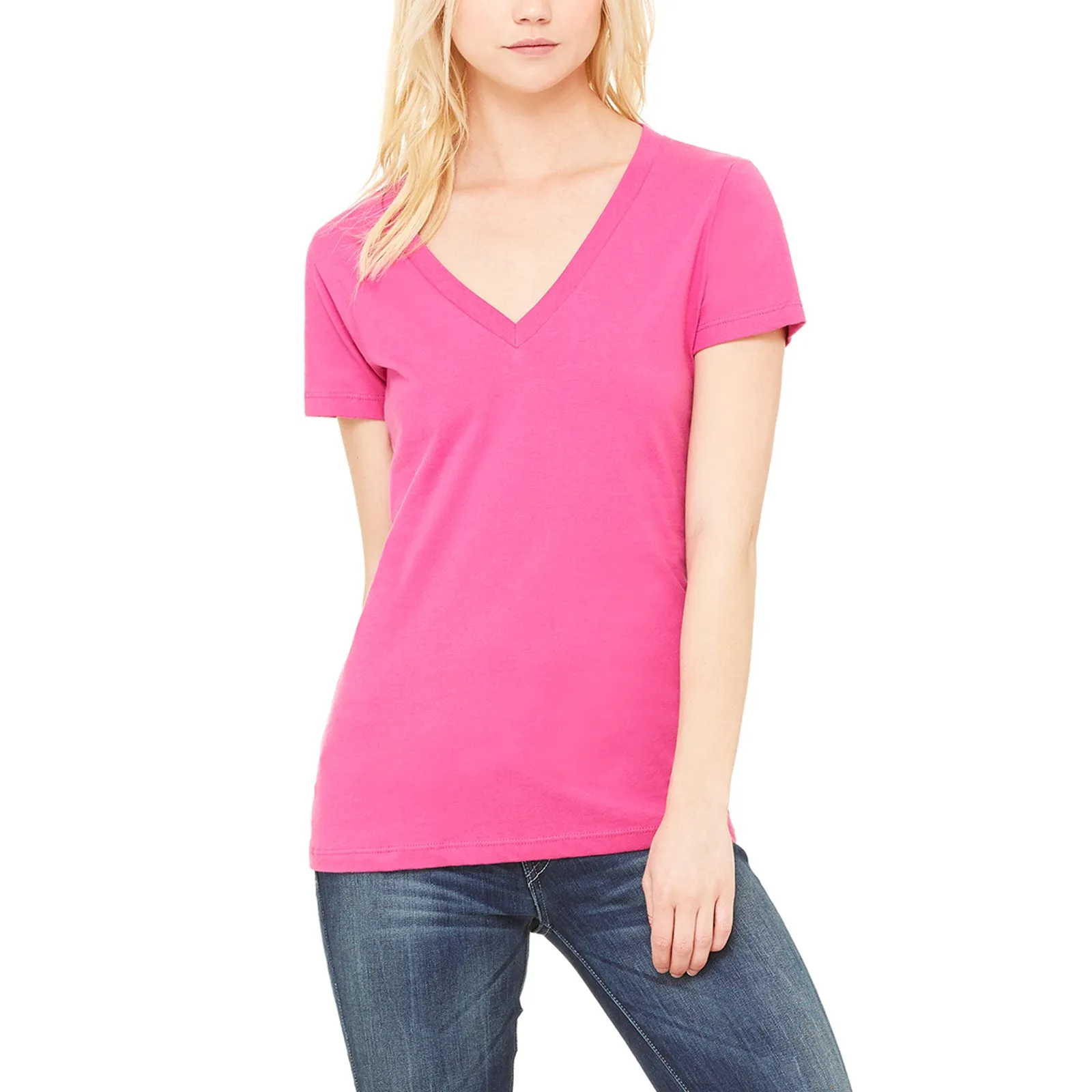 Ladies' Jersey S/S Deep V-Neck T-Shirt