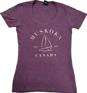 Ladies Sailboat Muskoka T-Shirt in Purple