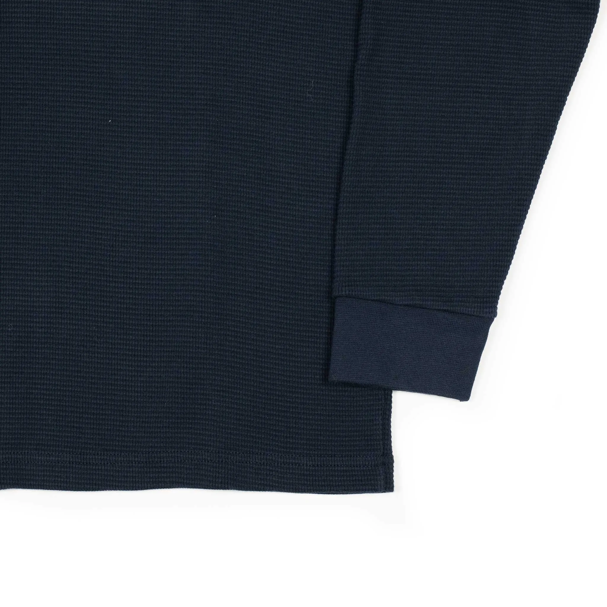 Long sleeve waffle thermal tee in deep navy cotton