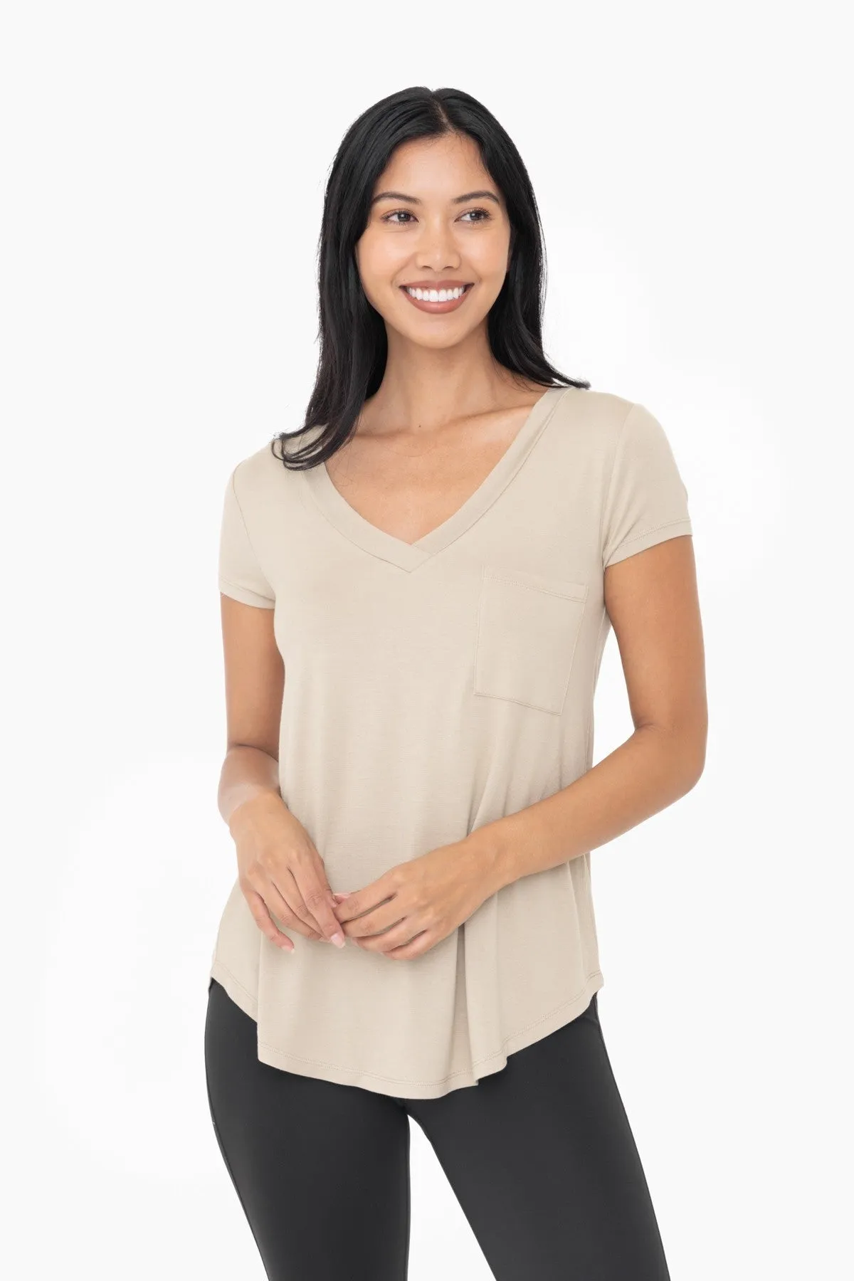 Longline Deep V-Neck Pocket Shirt- 3 Colors!