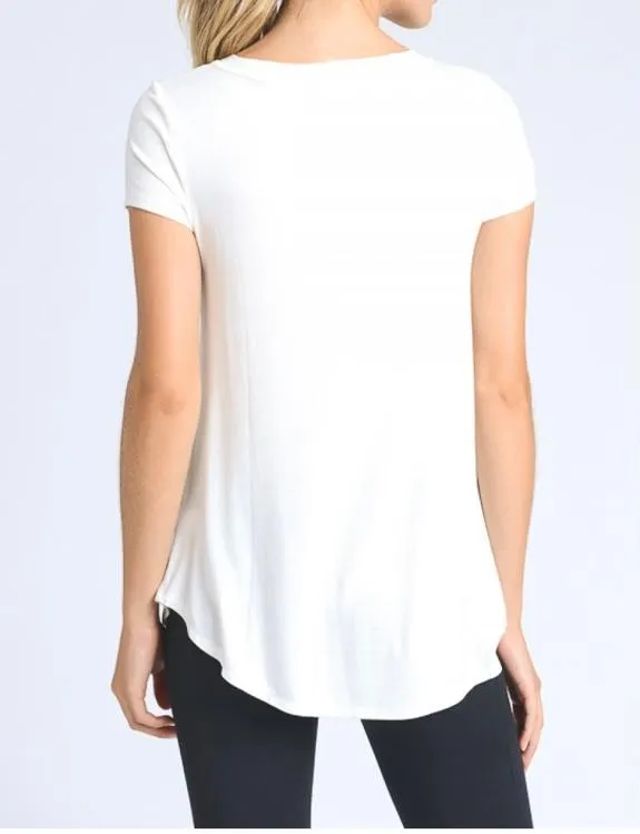 Longline Deep V-Neck Pocket Shirt